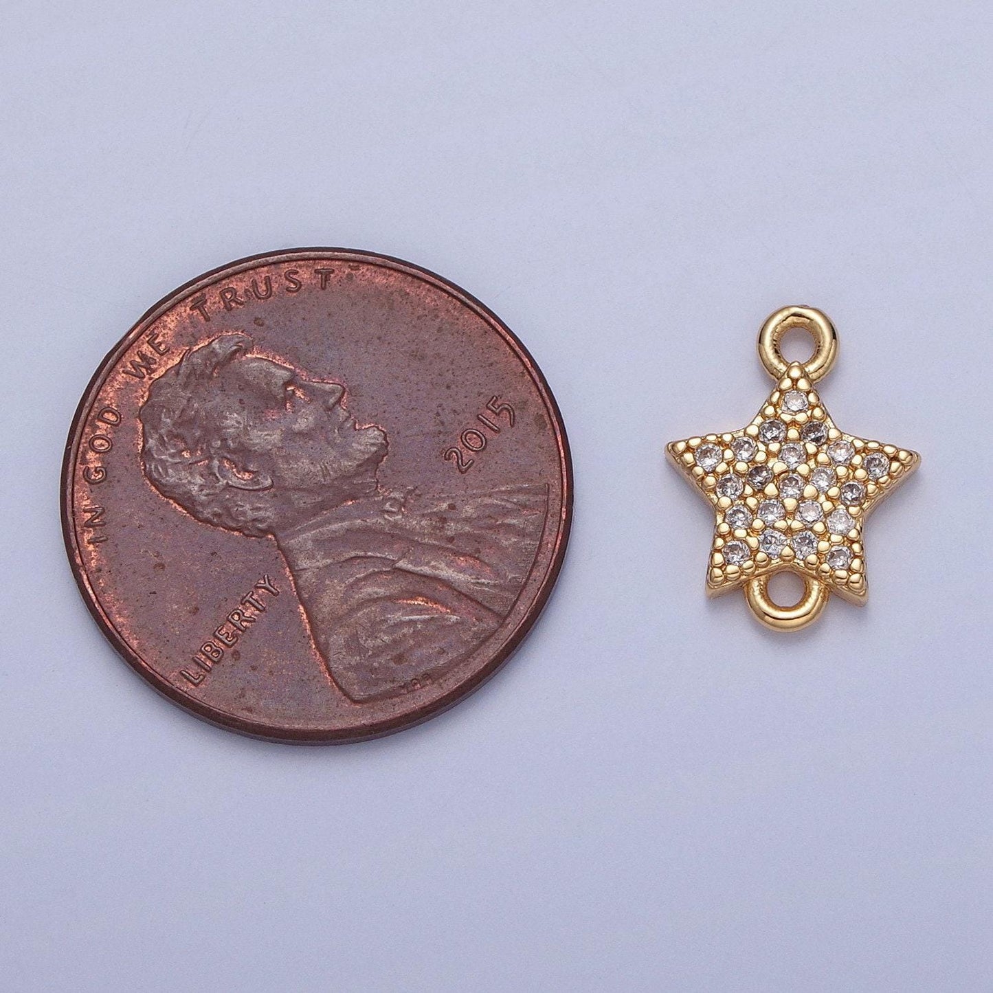24k gold filled dainty star charm connector micro pave cubic zarconia cz stones for bracelet necklace jewelry finding | g-934