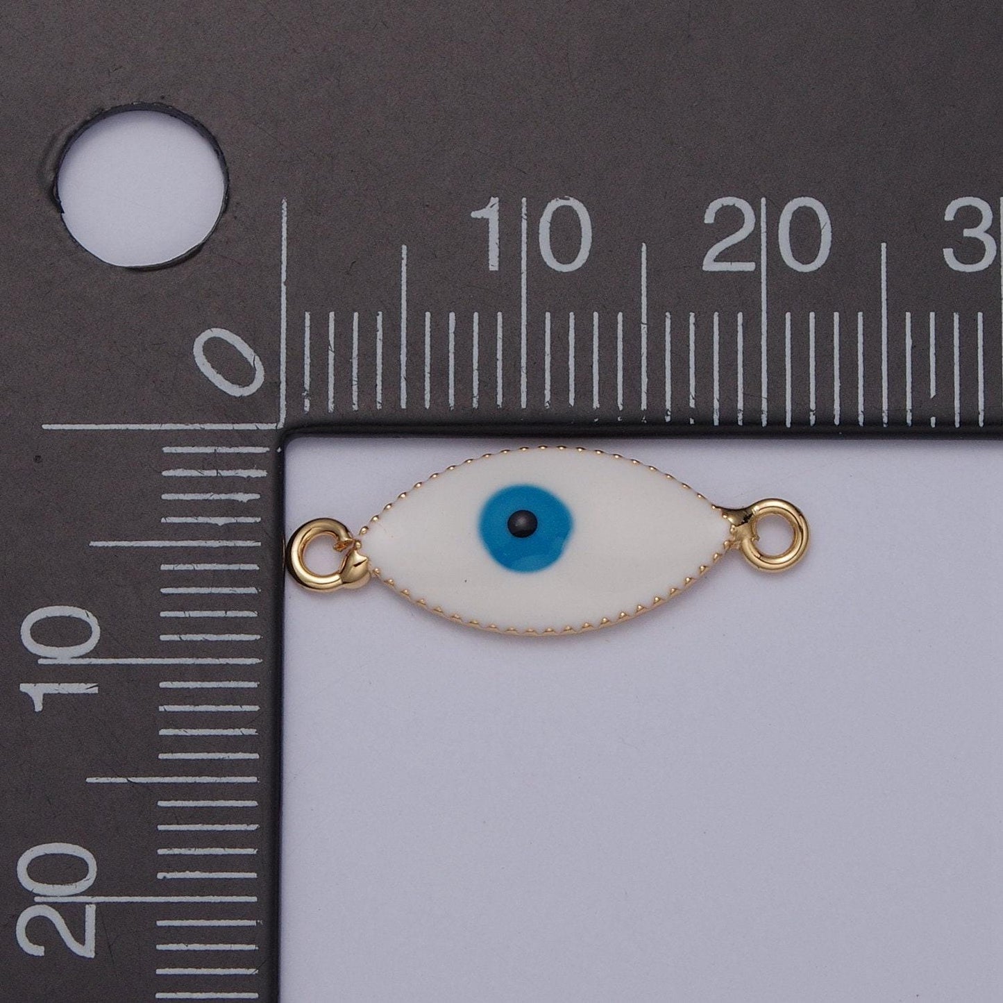 24k gold protection eye of ra link connector, white blue enamel evil eye pendant necklace charm connector for jewelry making | g-921, g-922