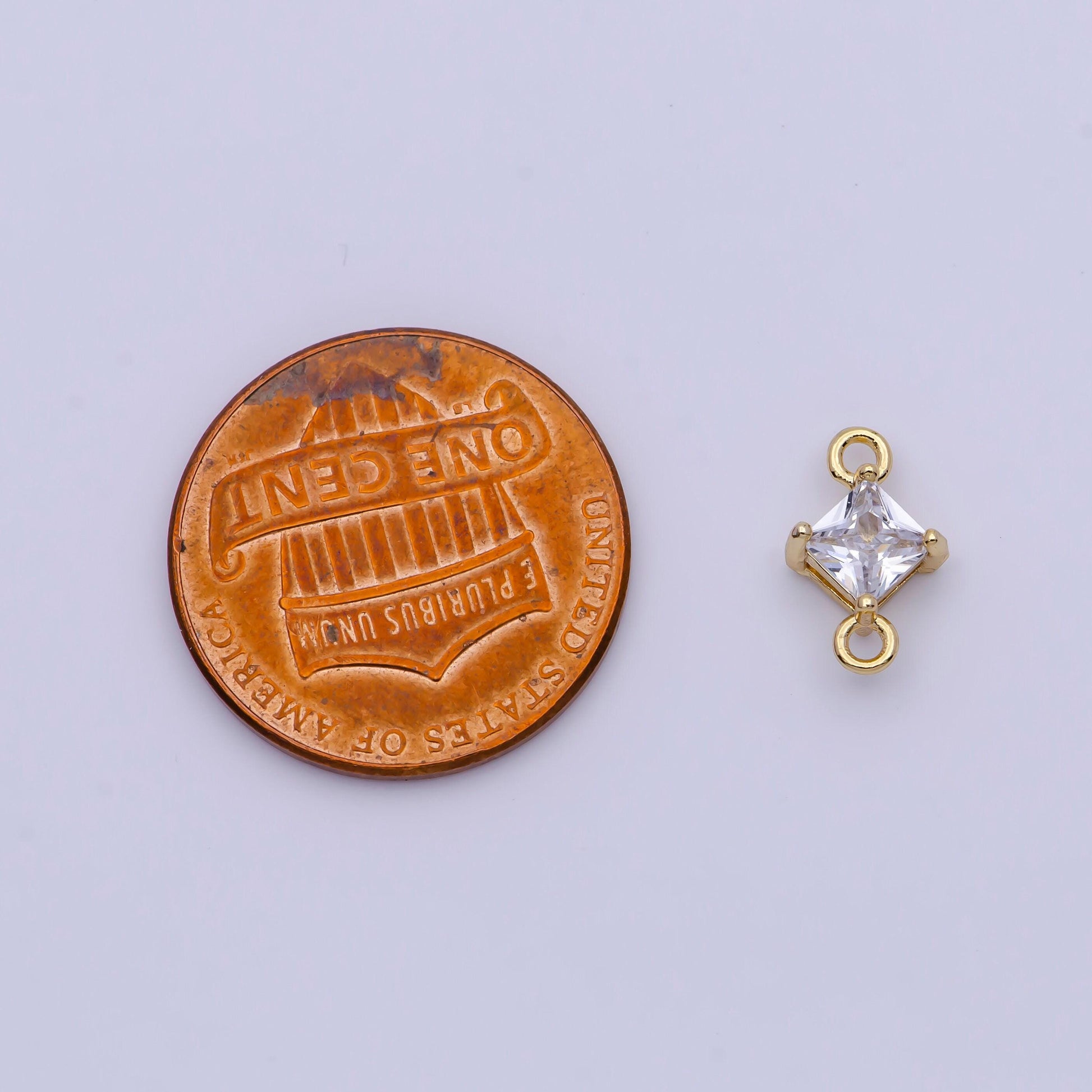 14k gold plated gold mini rhombus charm connector for bracelet necklace link connector | g-918, g-919, g-920