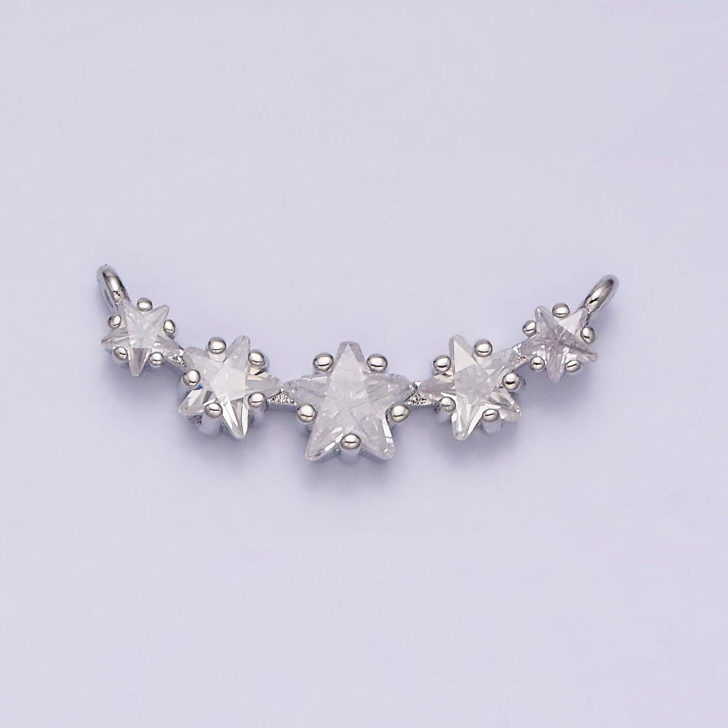 16k gold filled multiple celestial star clear cz lined in gold & silver charm connector for necklace bracelet component | g-907-g908