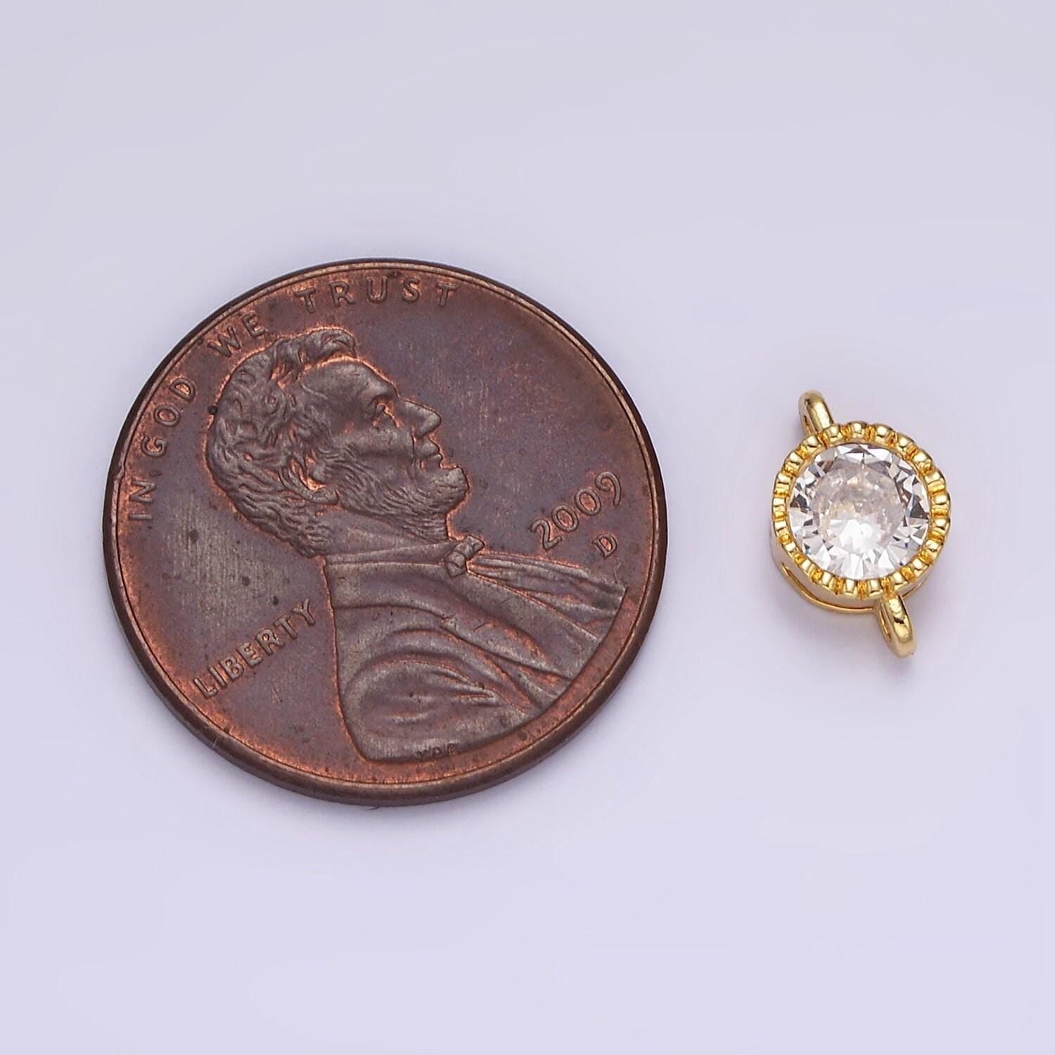 14k gold filled 10mm clear cz round connector in gold & silver | g898 g899