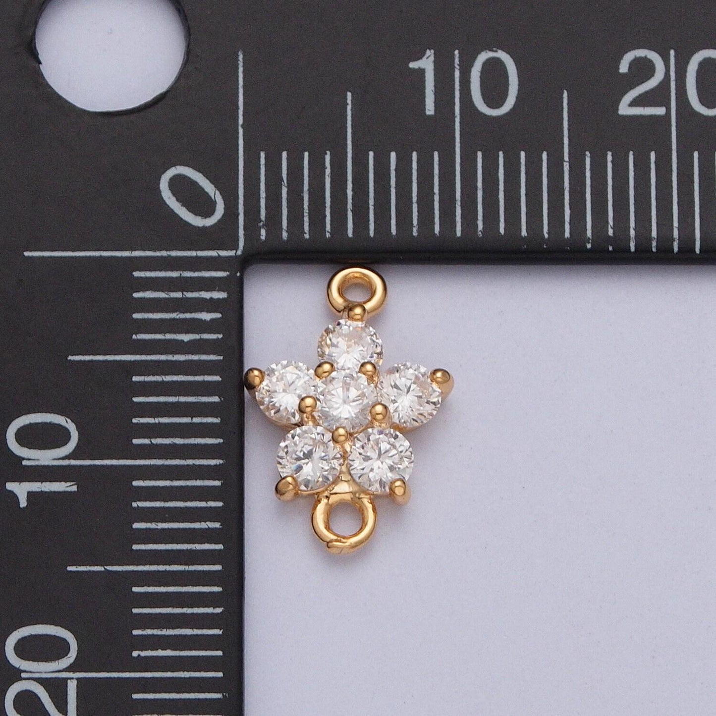 16k gold plated dainty five-leaf hibiscus charm connector micro pave cubic zarconia cz stones for necklace jewelry finding | g-879,g-882
