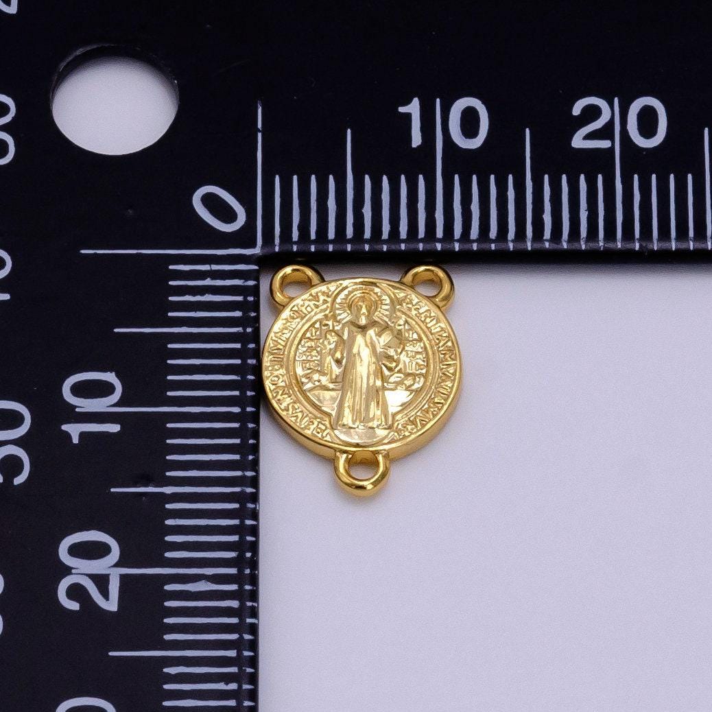 14k gold filled 11mm, 14mm saint benedict round triple loop connector | g843