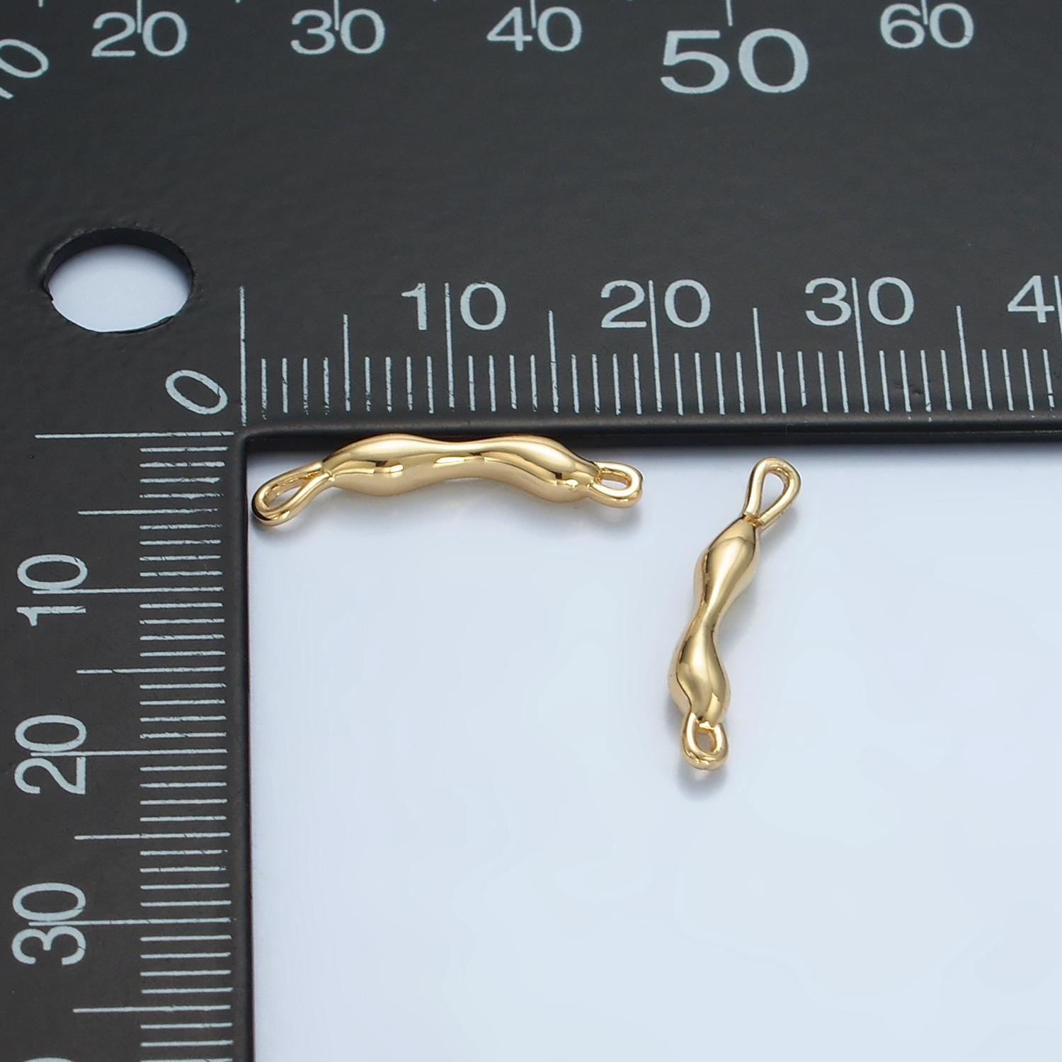 Long abstract dented cave man sticks pendant, gold silver plated dented sticks charm connector for jewelry making | g828