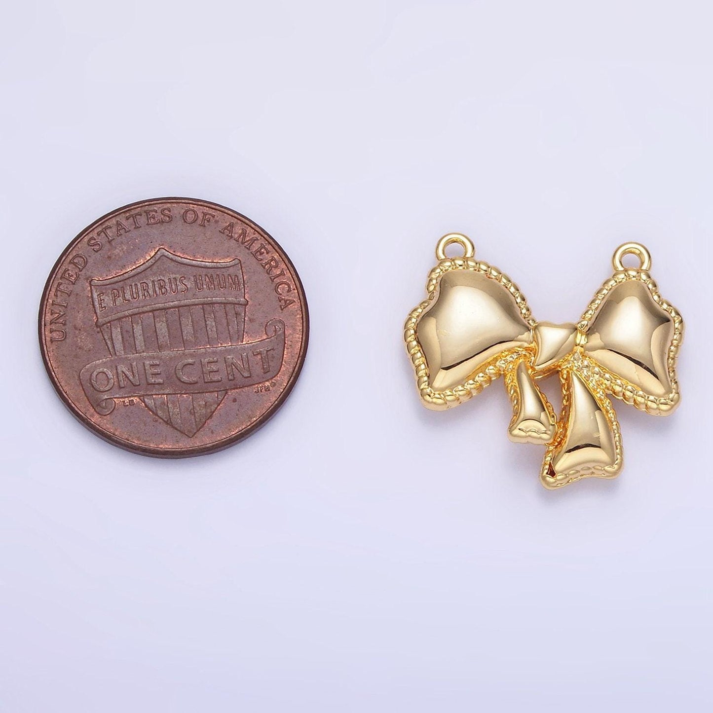 Dainty 24k gold filled bow charm connector ribbon link connector dainty charm connector for bracelet necklace g826
