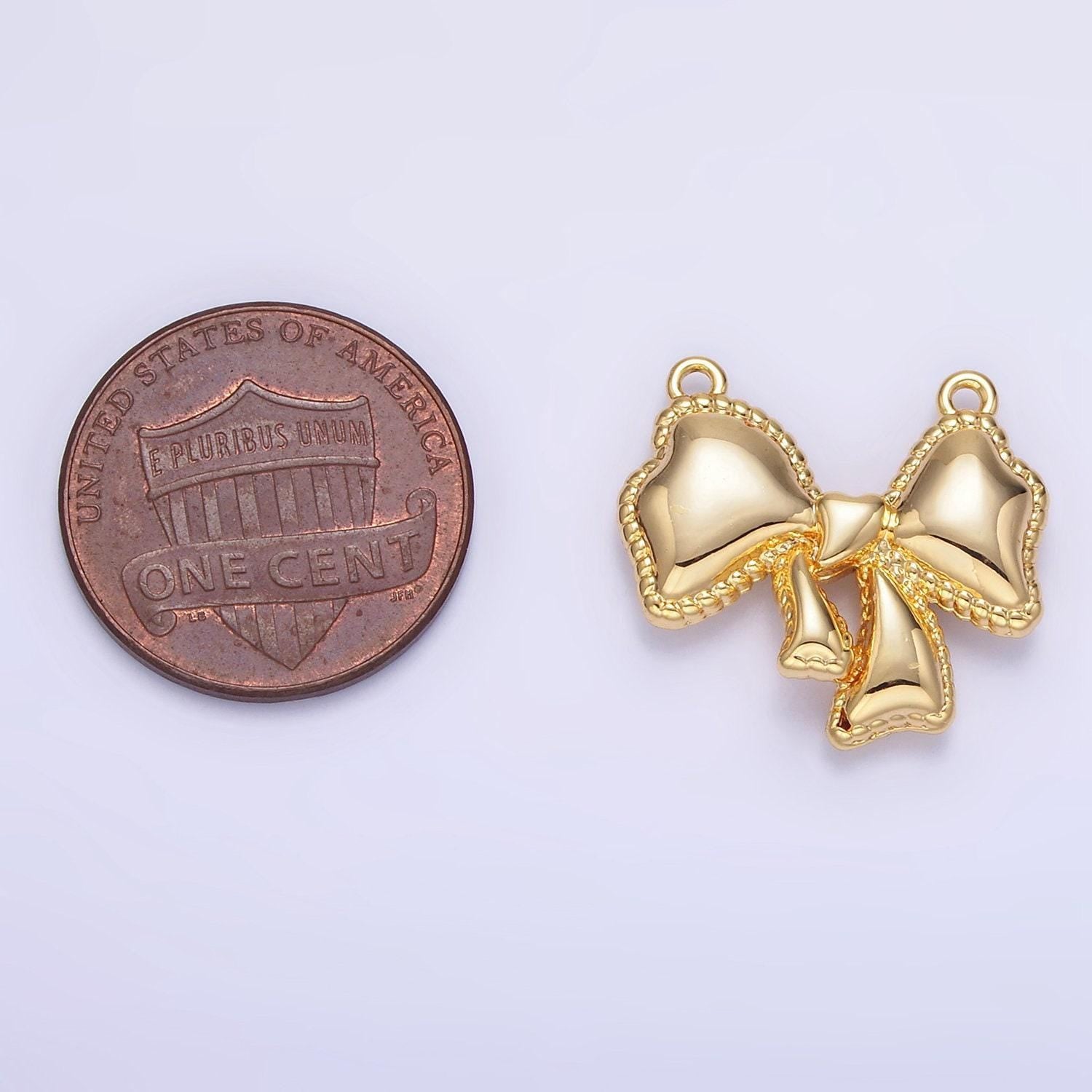 Dainty 24k gold filled bow charm connector ribbon link connector dainty charm connector for bracelet necklace g826