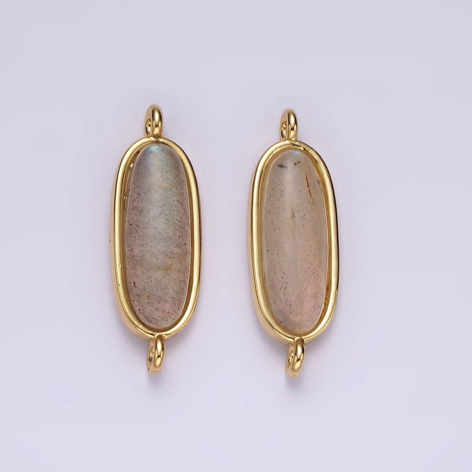 14k gold filled labradorite oblong bezel connector | g823