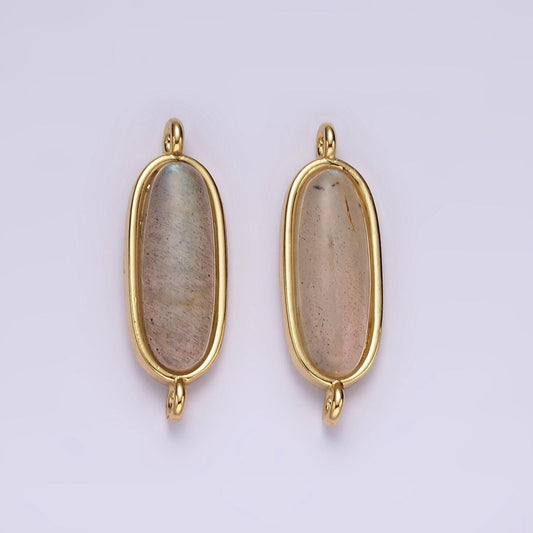 14k gold filled labradorite oblong bezel connector | g823