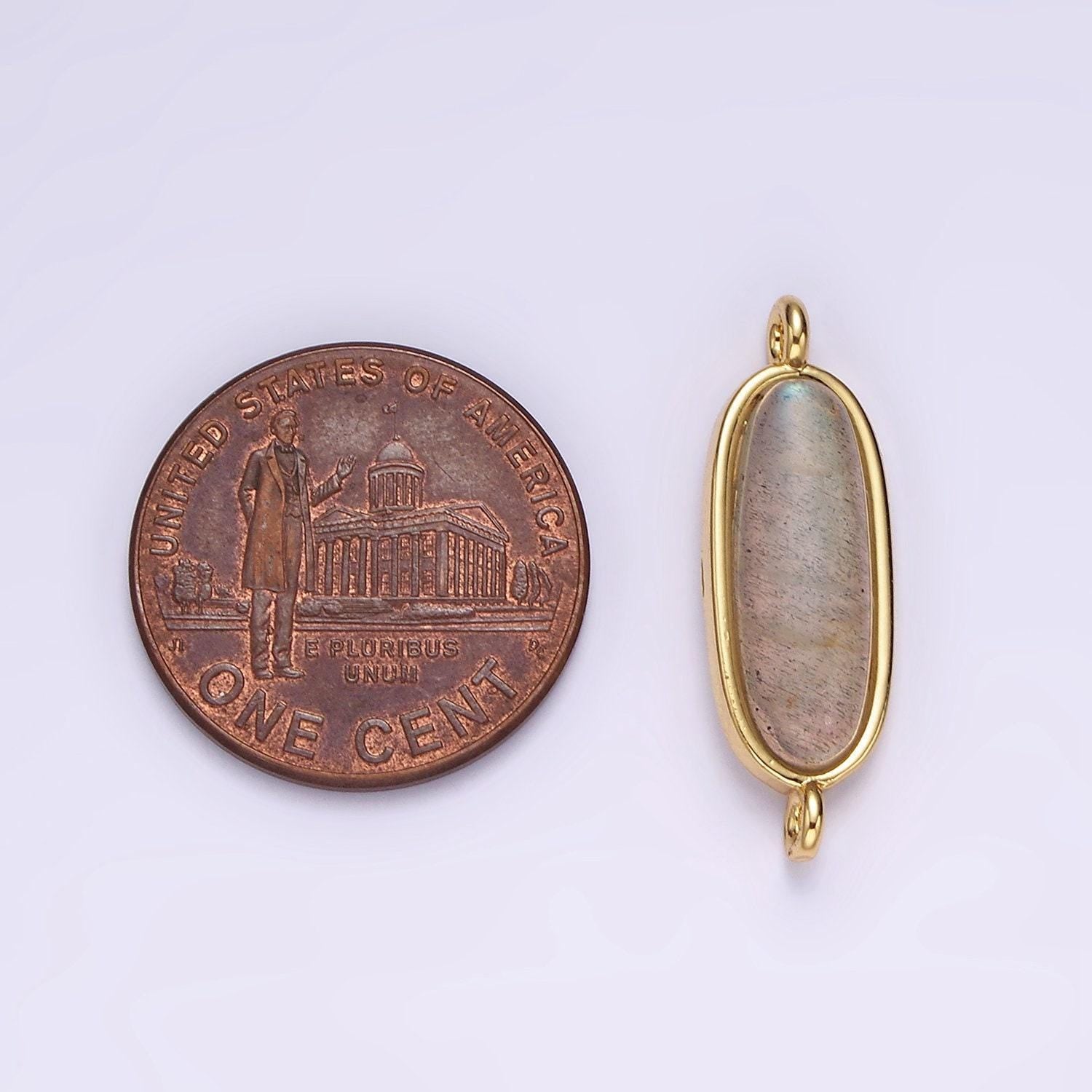 14k gold filled labradorite oblong bezel connector | g823