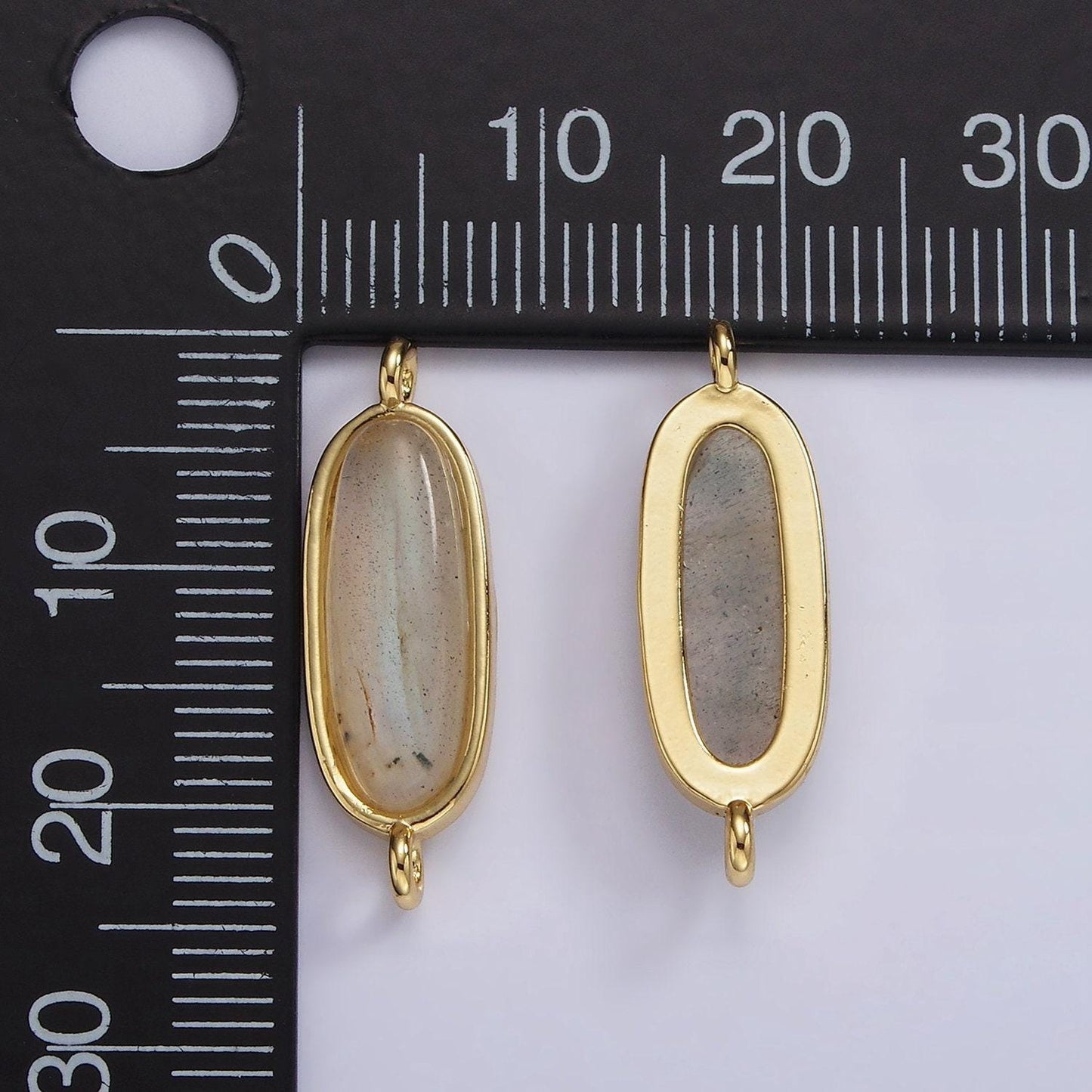 14k gold filled labradorite oblong bezel connector | g823
