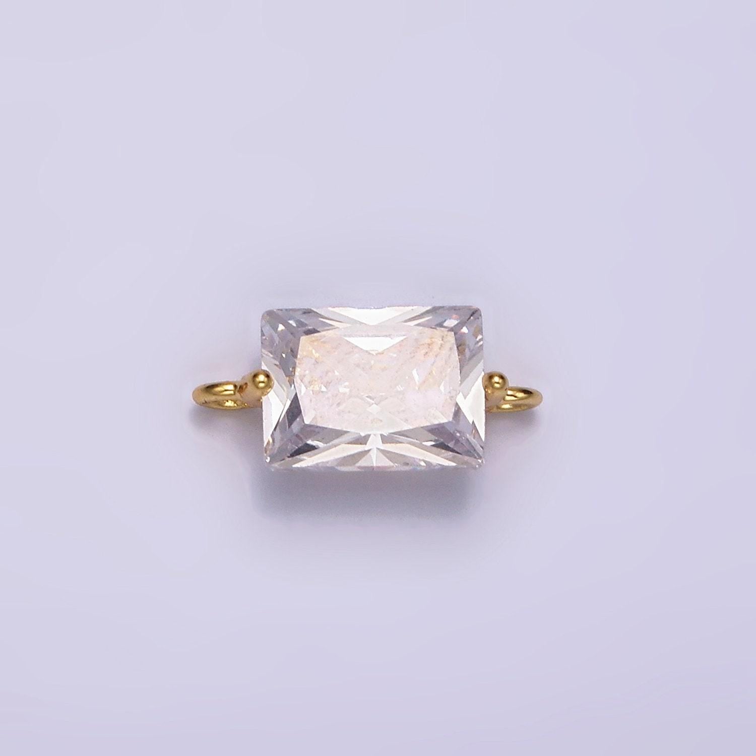 24k gold filled 5mm clear cz baguette connector | g799