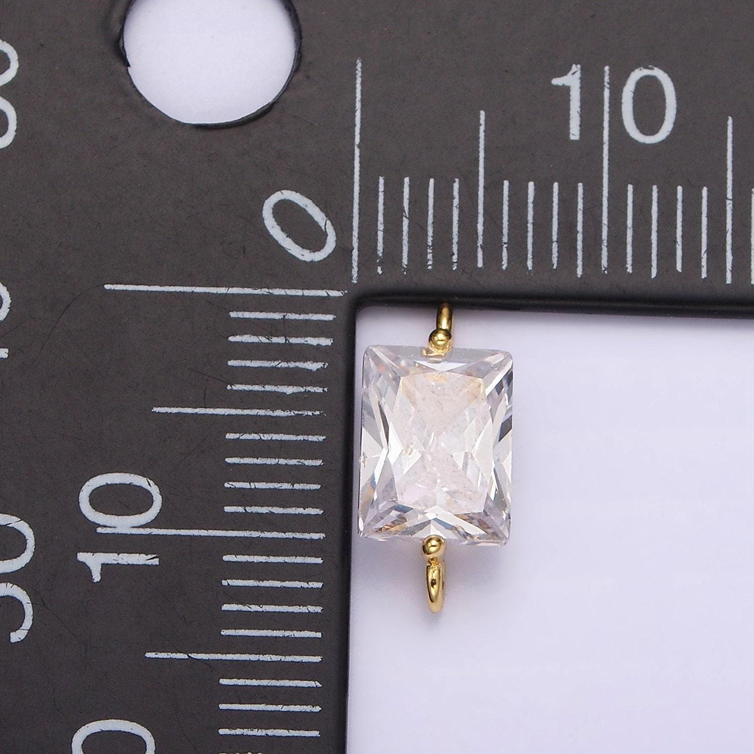 24k gold filled 5mm clear cz baguette connector | g799