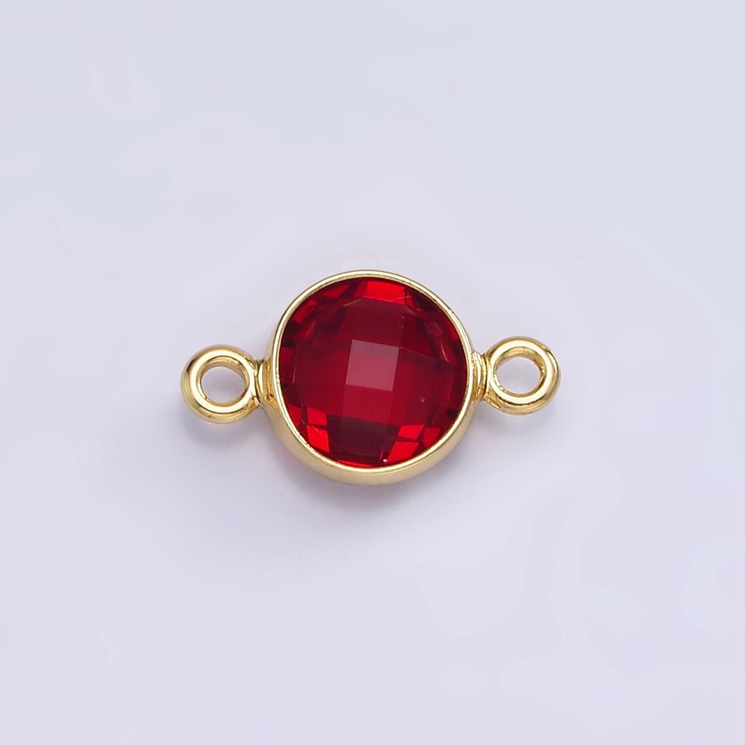 9mm mini 14k gold filled cubic zirconia link connector color faceted crystal charm connector birthstone link connector g-766 g-767