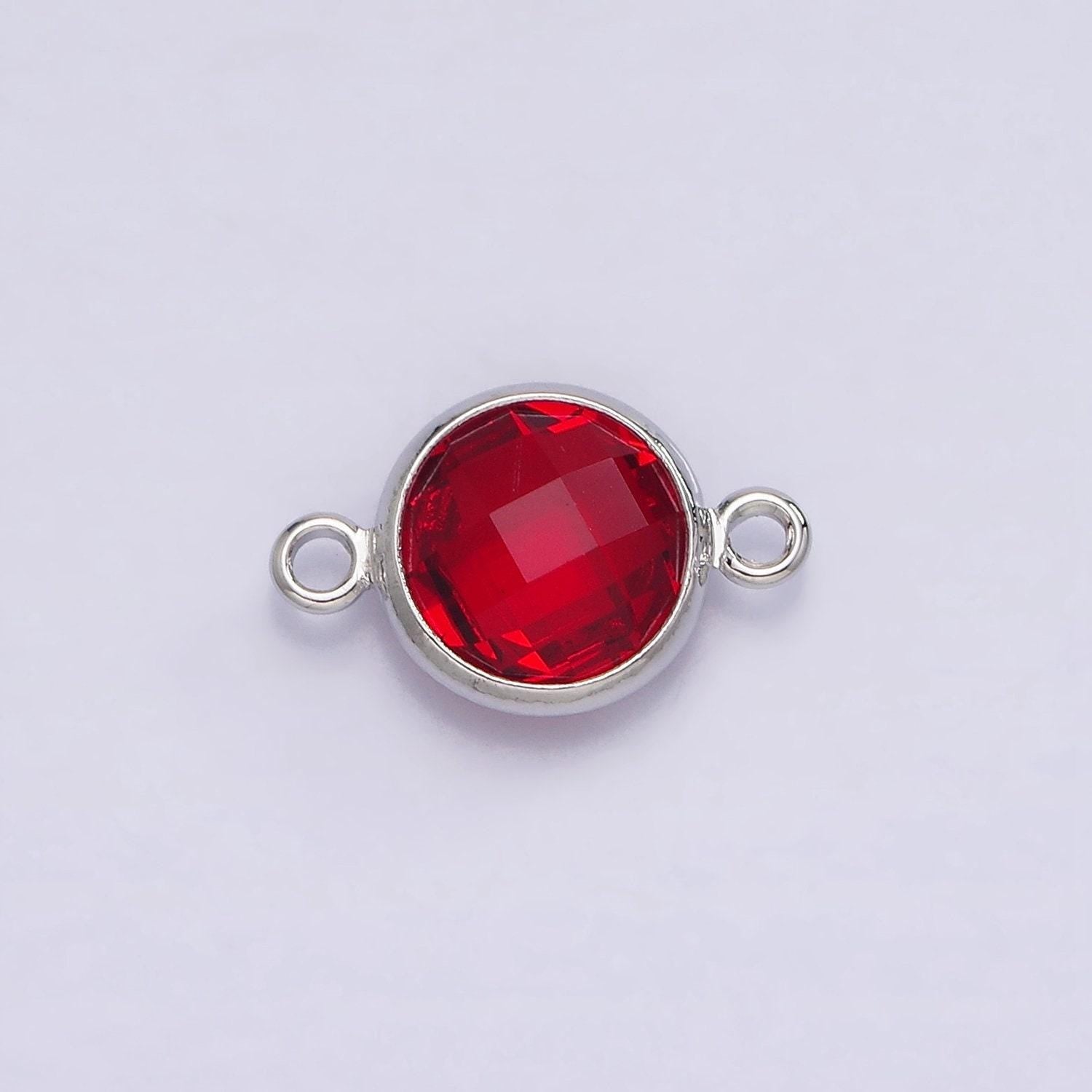 Mini white gold filled cubic zirconia link connector color faceted crystal charm connector birthstone silver link connector g754-764
