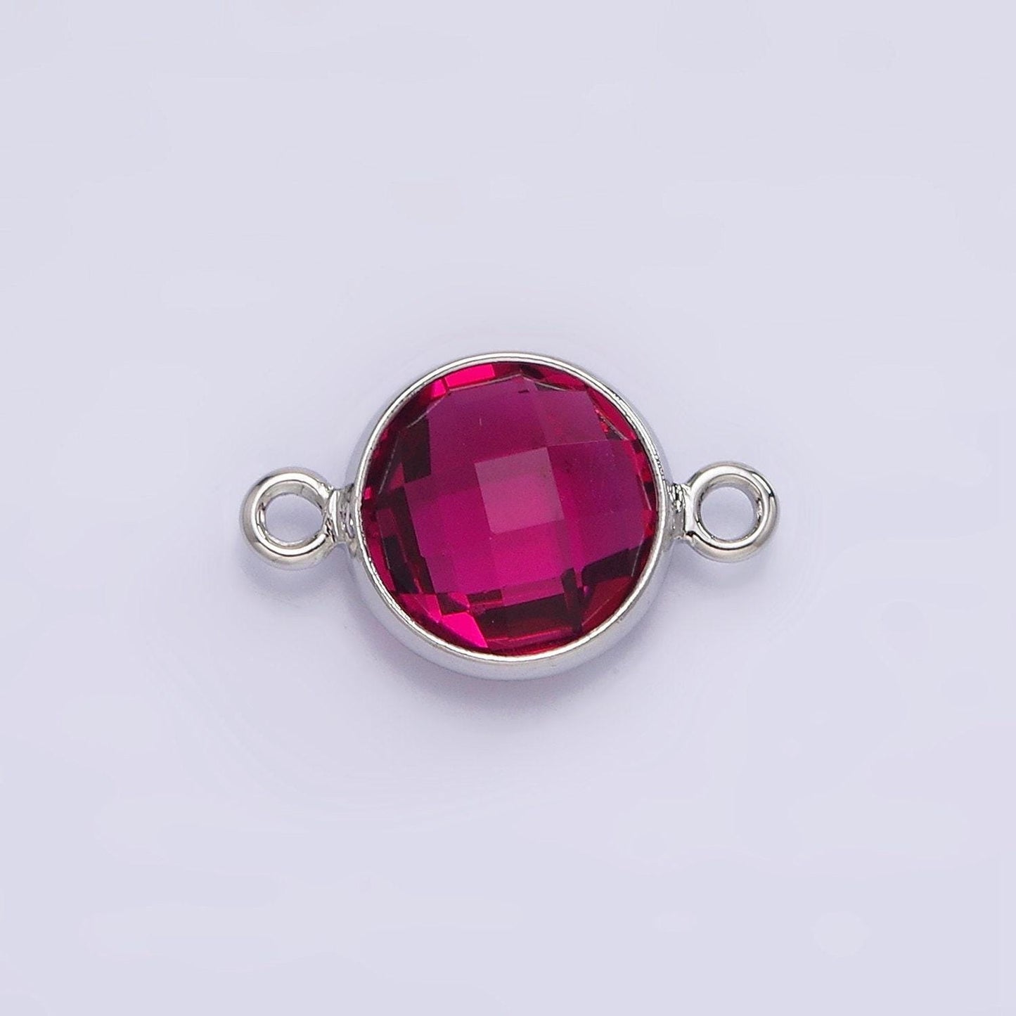 Mini white gold filled cubic zirconia link connector color faceted crystal charm connector birthstone silver link connector g754-764