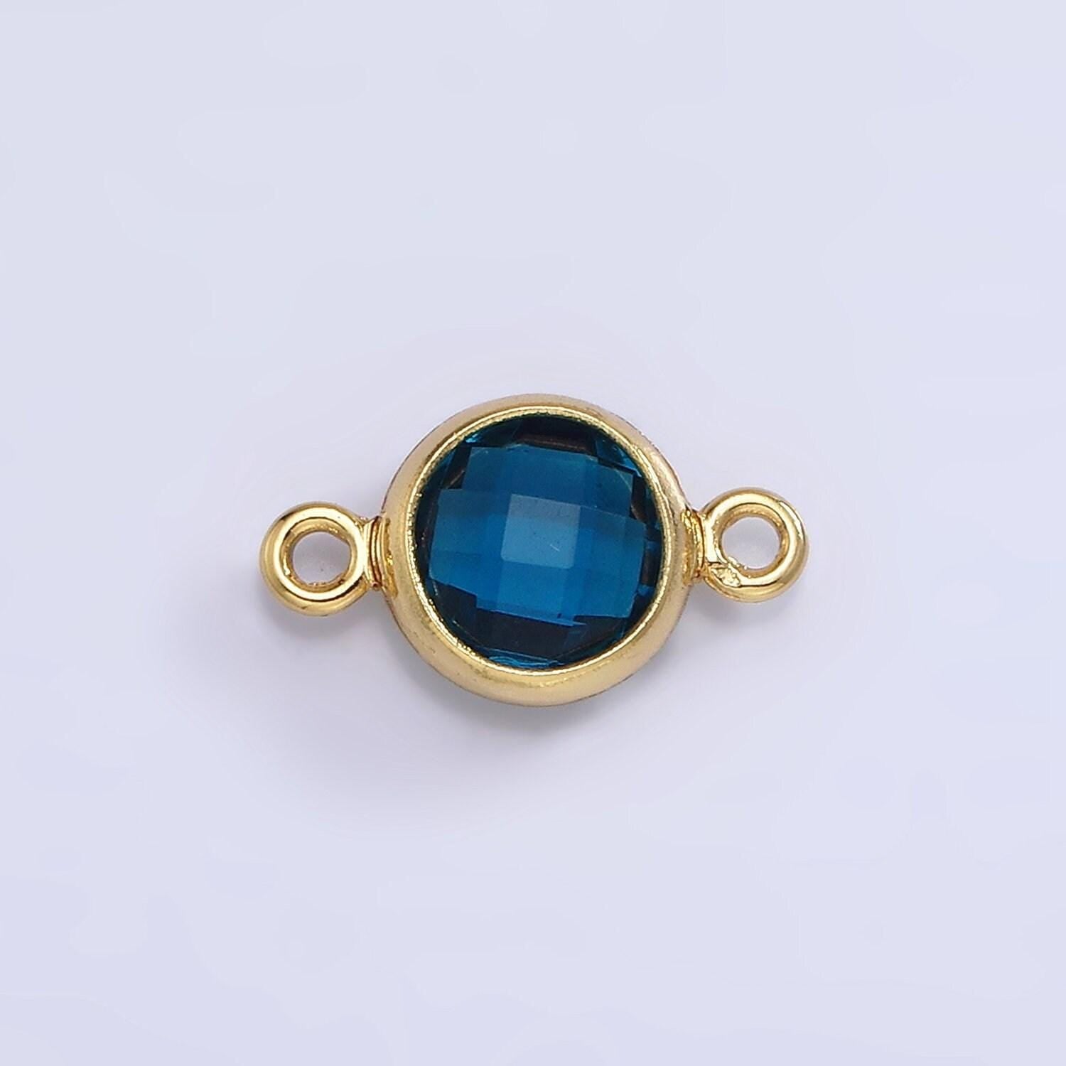 9mm mini 14k gold filled cubic zirconia link connector color faceted crystal charm connector birthstone link connector g-766 g-767
