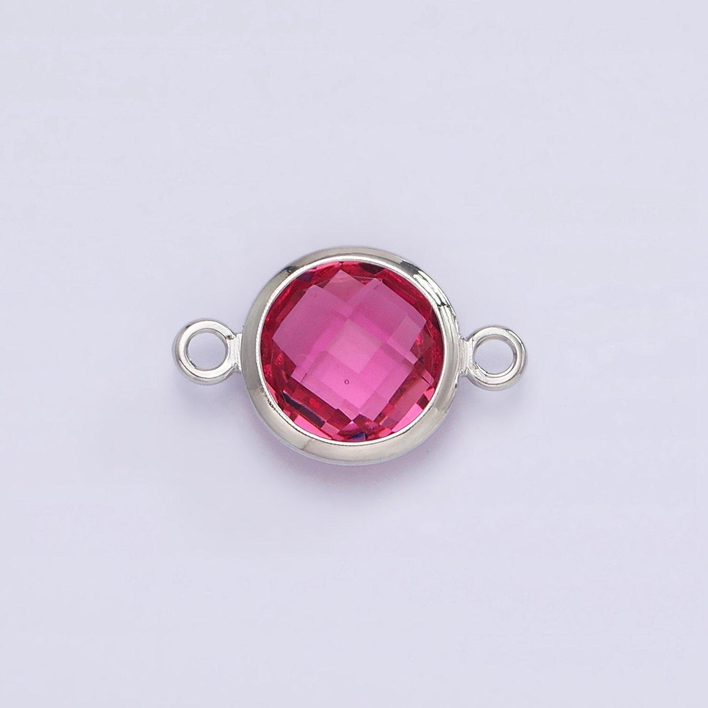 Mini white gold filled cubic zirconia link connector color faceted crystal charm connector birthstone silver link connector g754-764