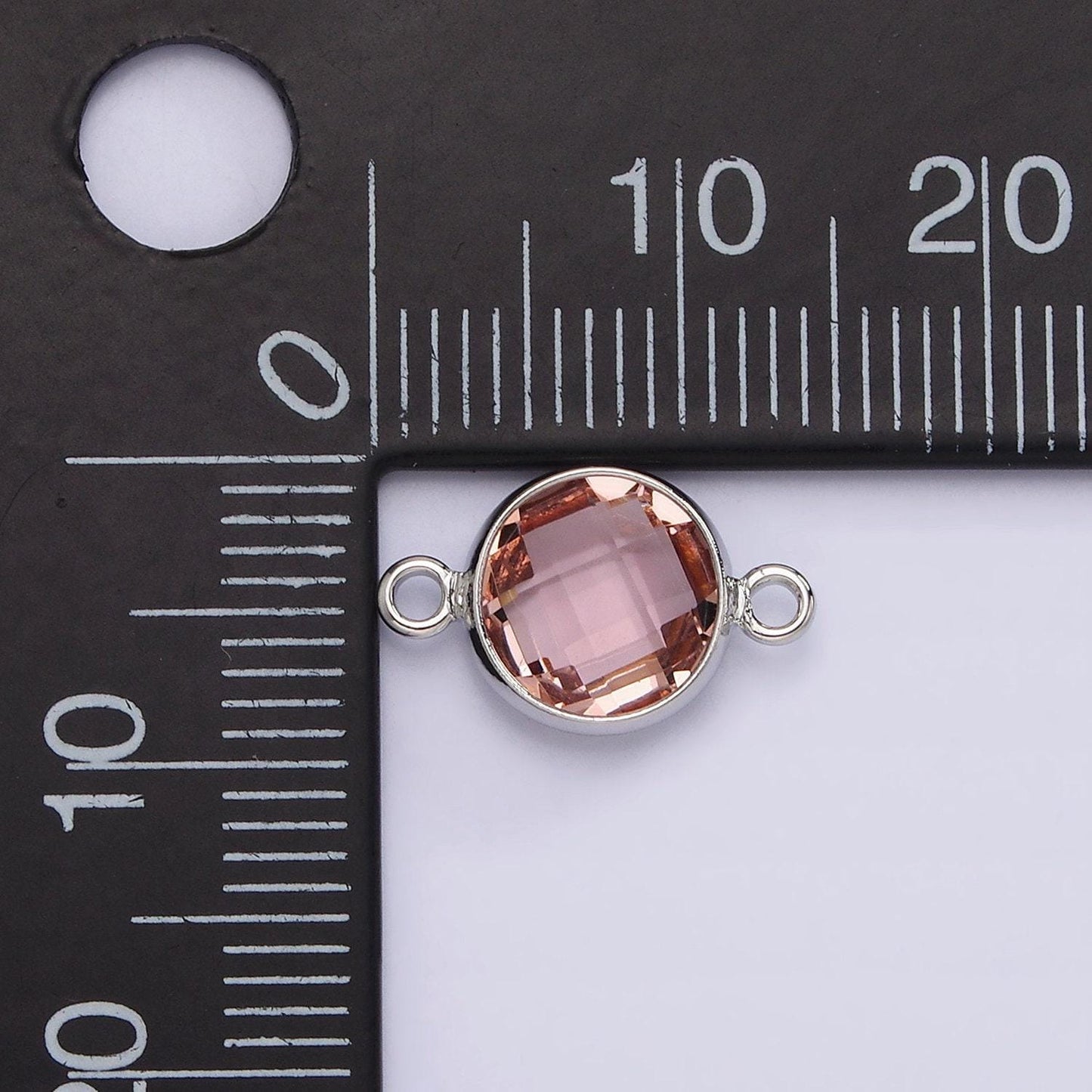 Mini white gold filled cubic zirconia link connector color faceted crystal charm connector birthstone silver link connector g754-764