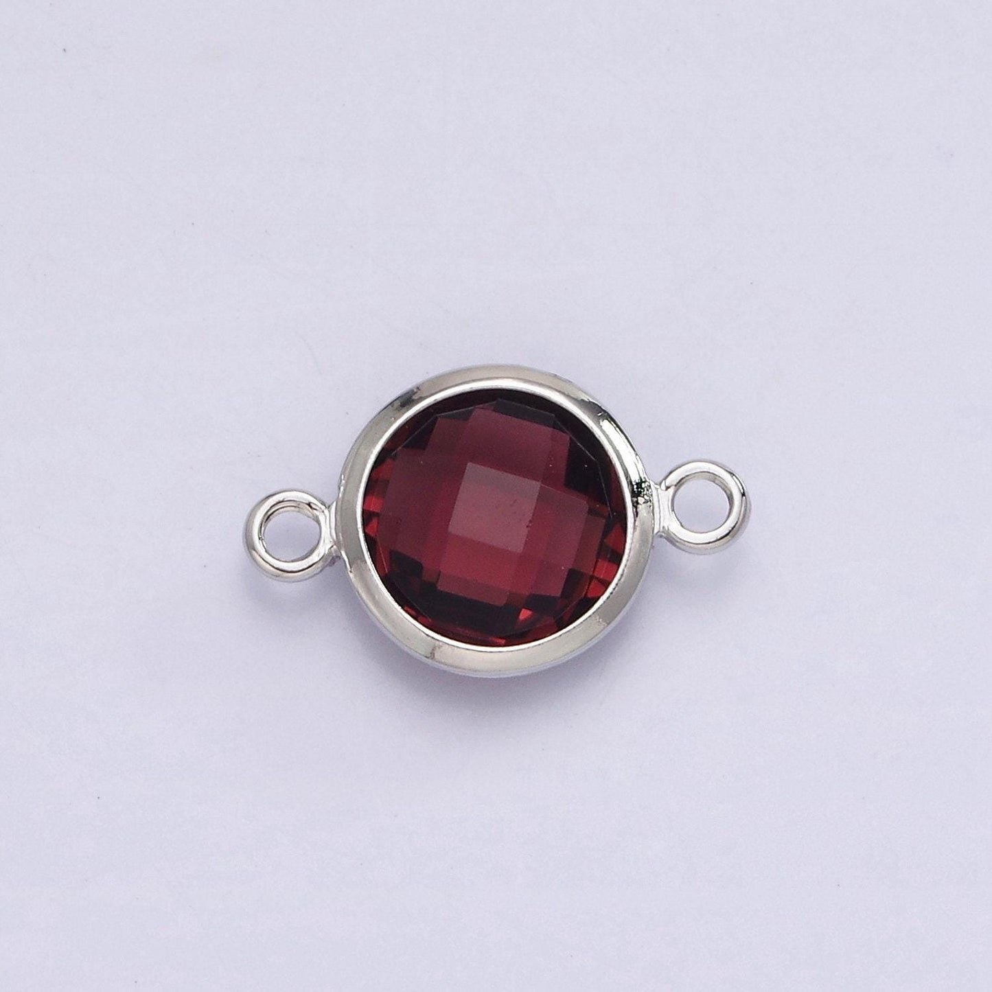 Mini white gold filled cubic zirconia link connector color faceted crystal charm connector birthstone silver link connector g754-764