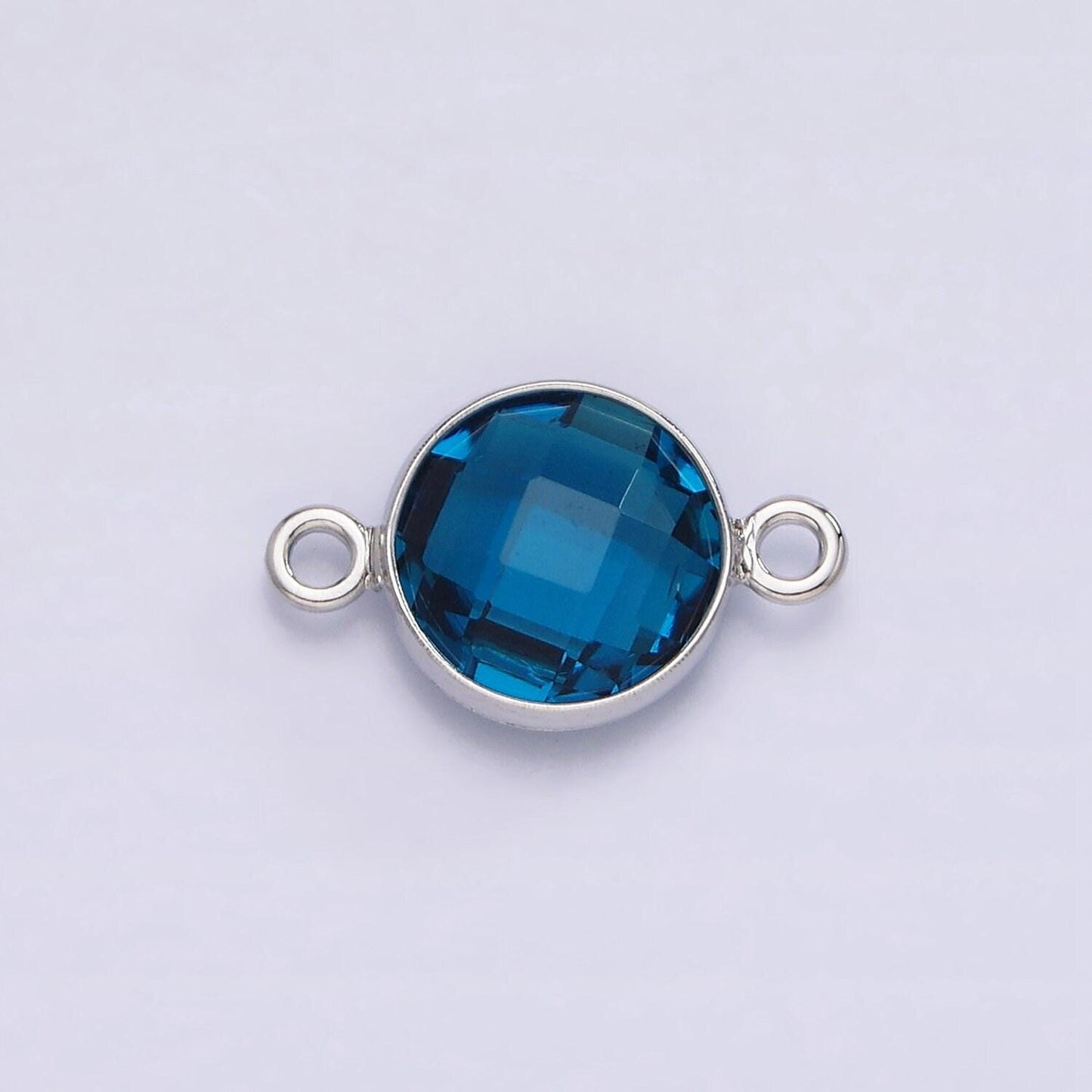 Mini white gold filled cubic zirconia link connector color faceted crystal charm connector birthstone silver link connector g754-764