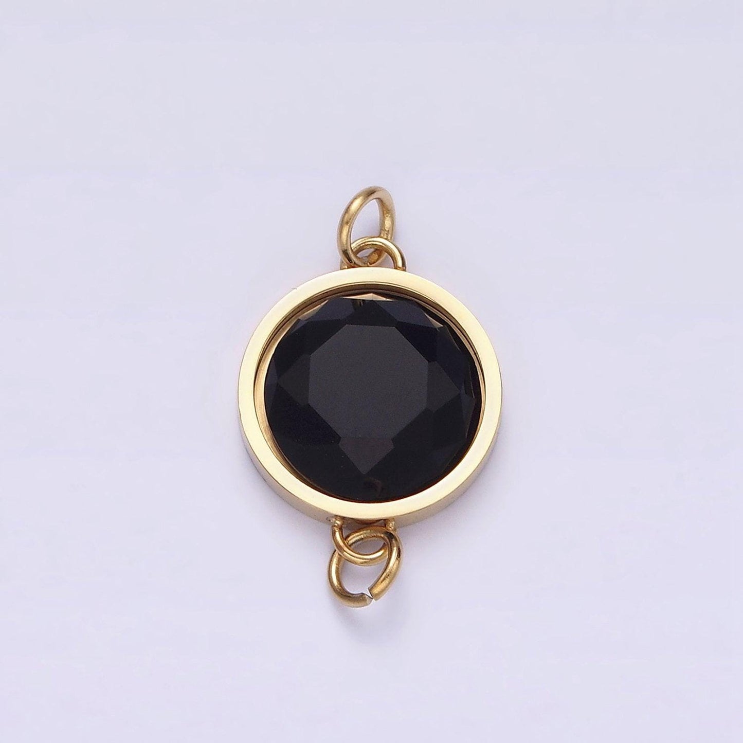 Stainless steel 12mm black onyx, blue lapiz gemstone round charm connector for bracelet link connector | g713