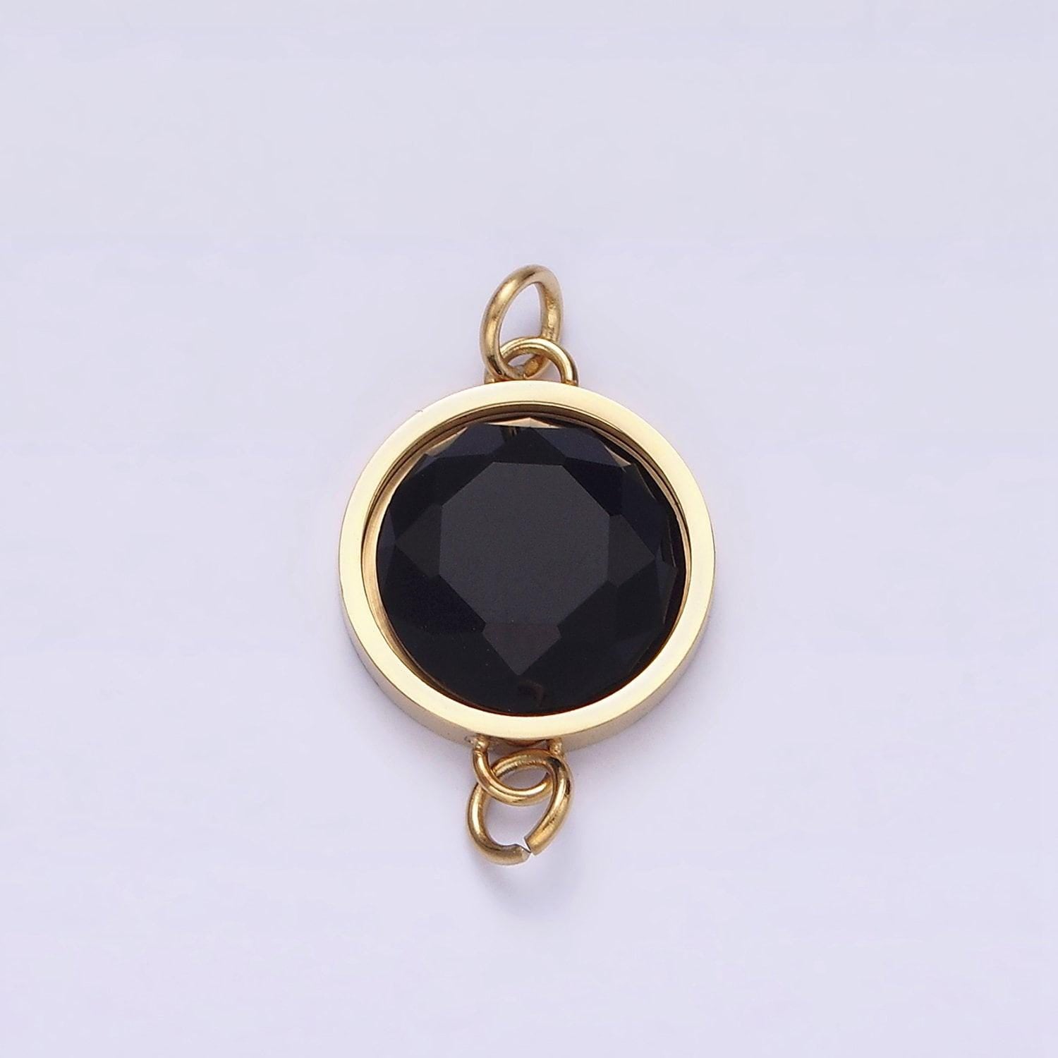 Stainless steel 12mm black onyx, blue lapiz gemstone round charm connector for bracelet link connector | g713