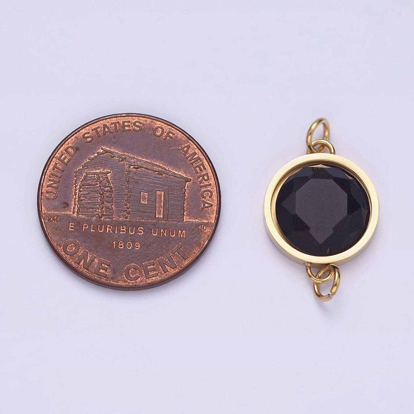 Stainless steel 12mm black onyx, blue lapiz gemstone round charm connector for bracelet link connector | g713