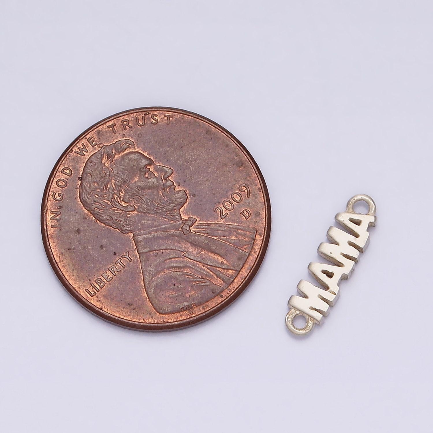 Mini silver mama charm connector sterling silver mama link connector for bracelet necklace earring supply for permanent jewelry mother day
