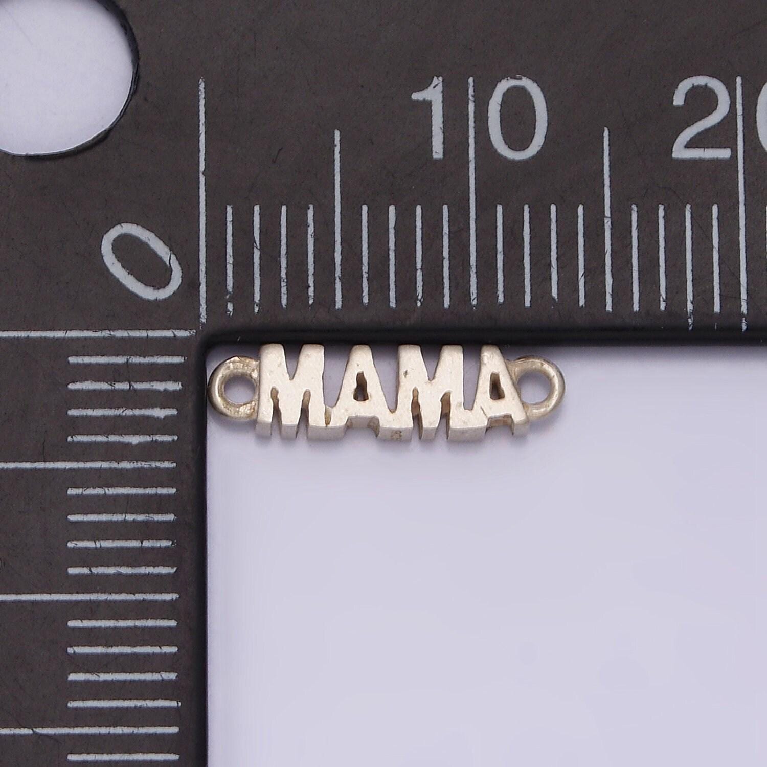Mini silver mama charm connector sterling silver mama link connector for bracelet necklace earring supply for permanent jewelry mother day