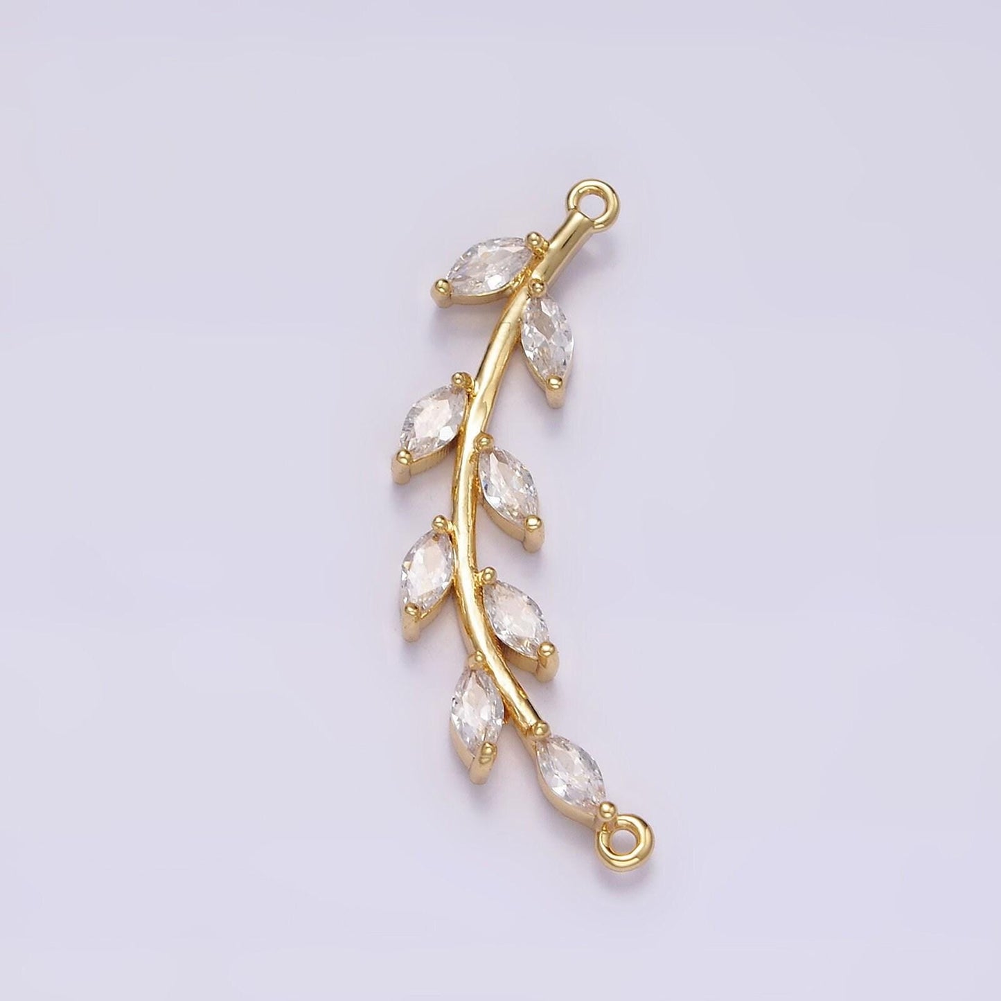 16k gold filled clear marquise leaf curved 26.7mm connector | g708