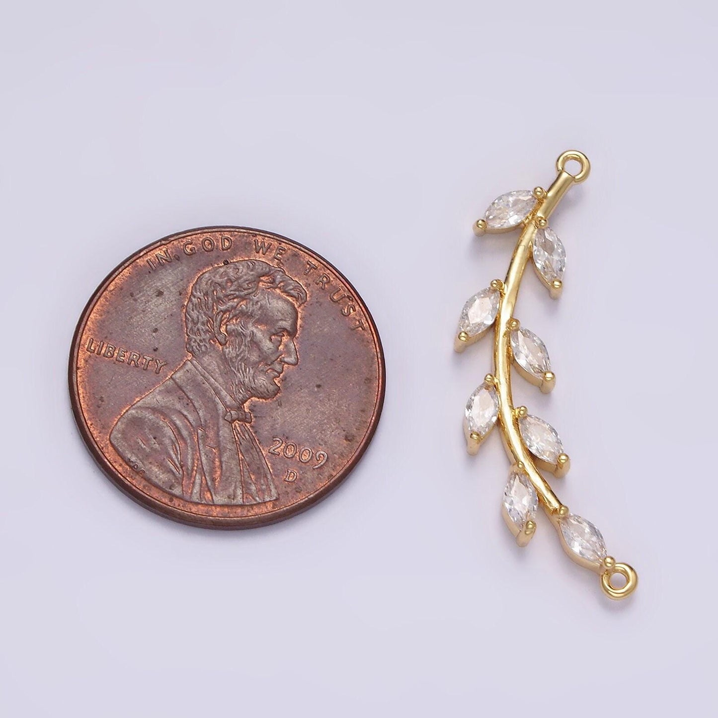 16k gold filled clear marquise leaf curved 26.7mm connector | g708