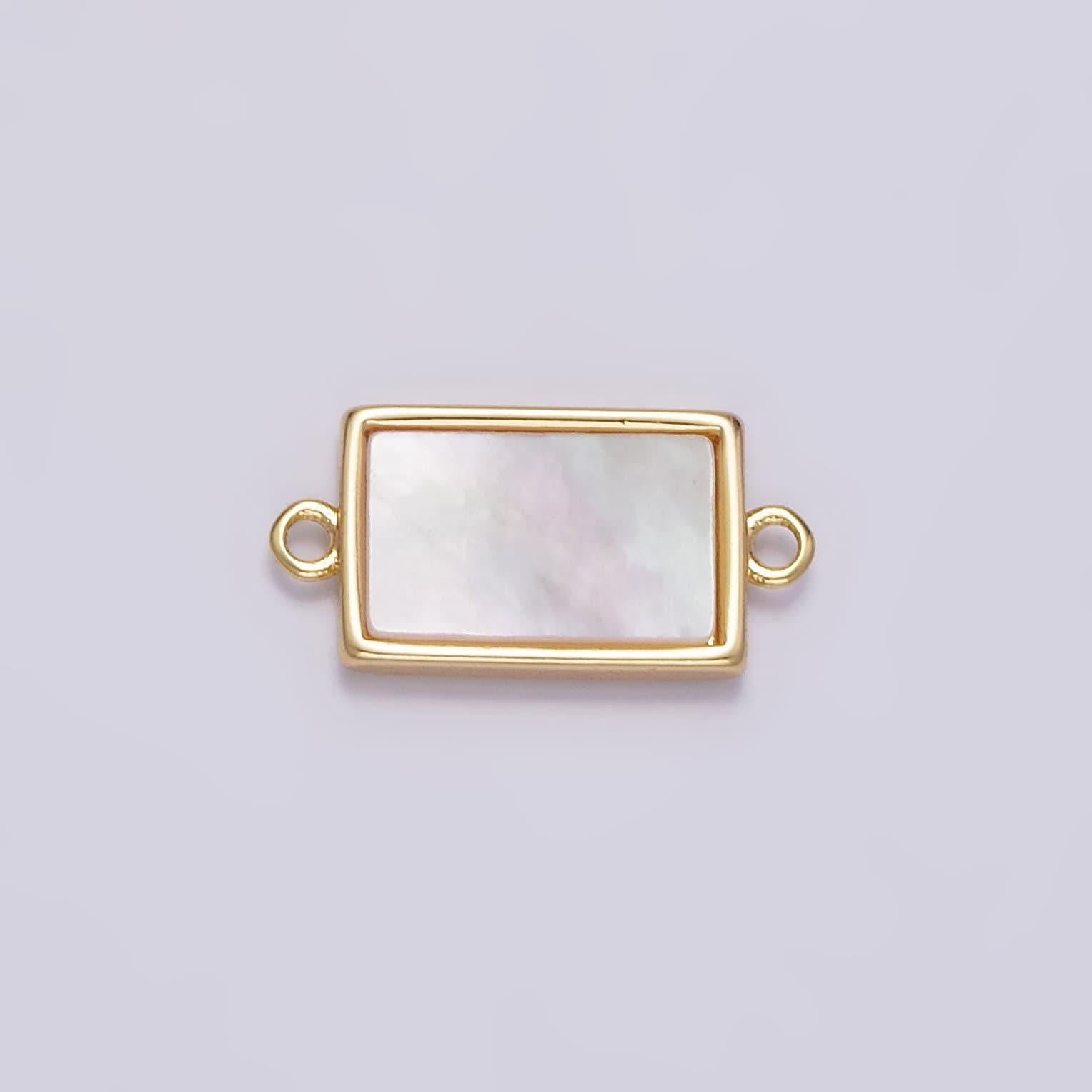 Pearl rectangle bezel connector pendant charm connector bezel cut bracelet necklace link connector g703