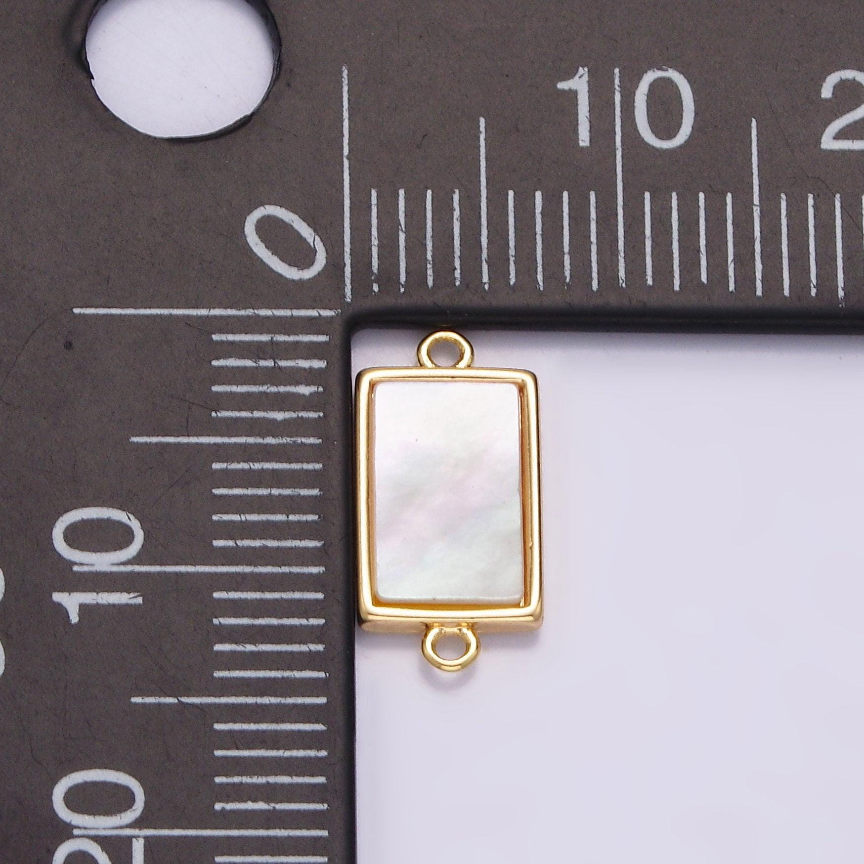 Pearl rectangle bezel connector pendant charm connector bezel cut bracelet necklace link connector g703