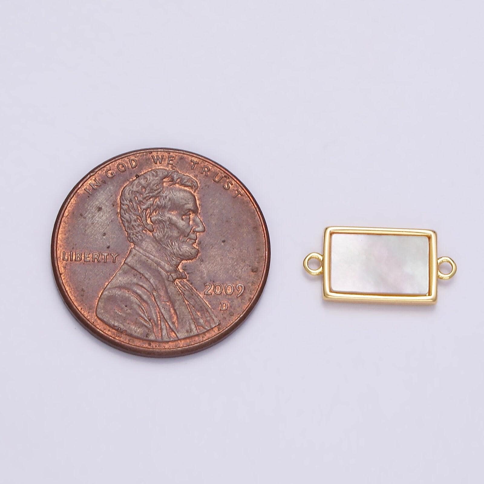 Pearl rectangle bezel connector pendant charm connector bezel cut bracelet necklace link connector g703