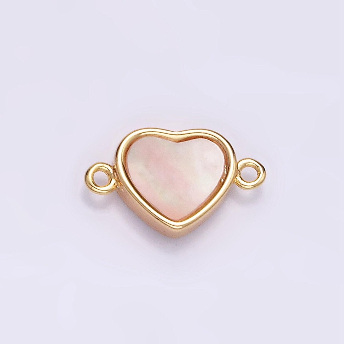 Small pearl heart connector 2 loop gold filled heart charm connector for necklace bracelet wedding, anniversary mother's day gift g-701