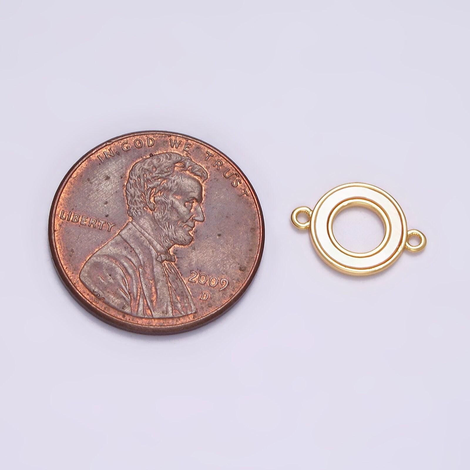 Donut rectangle bezel connector round coin pendant charm connector bezel cut bracelet necklace link connector g699
