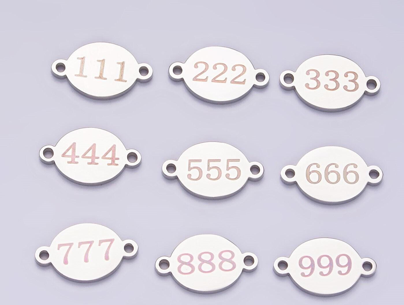 Stainless steel angel number numerology engraved oval connector tarnish free charm connector for bracelet necklace supply | g-672