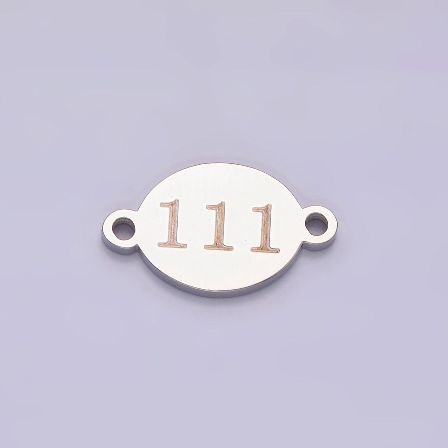 Stainless steel angel number numerology engraved oval connector tarnish free charm connector for bracelet necklace supply | g-672