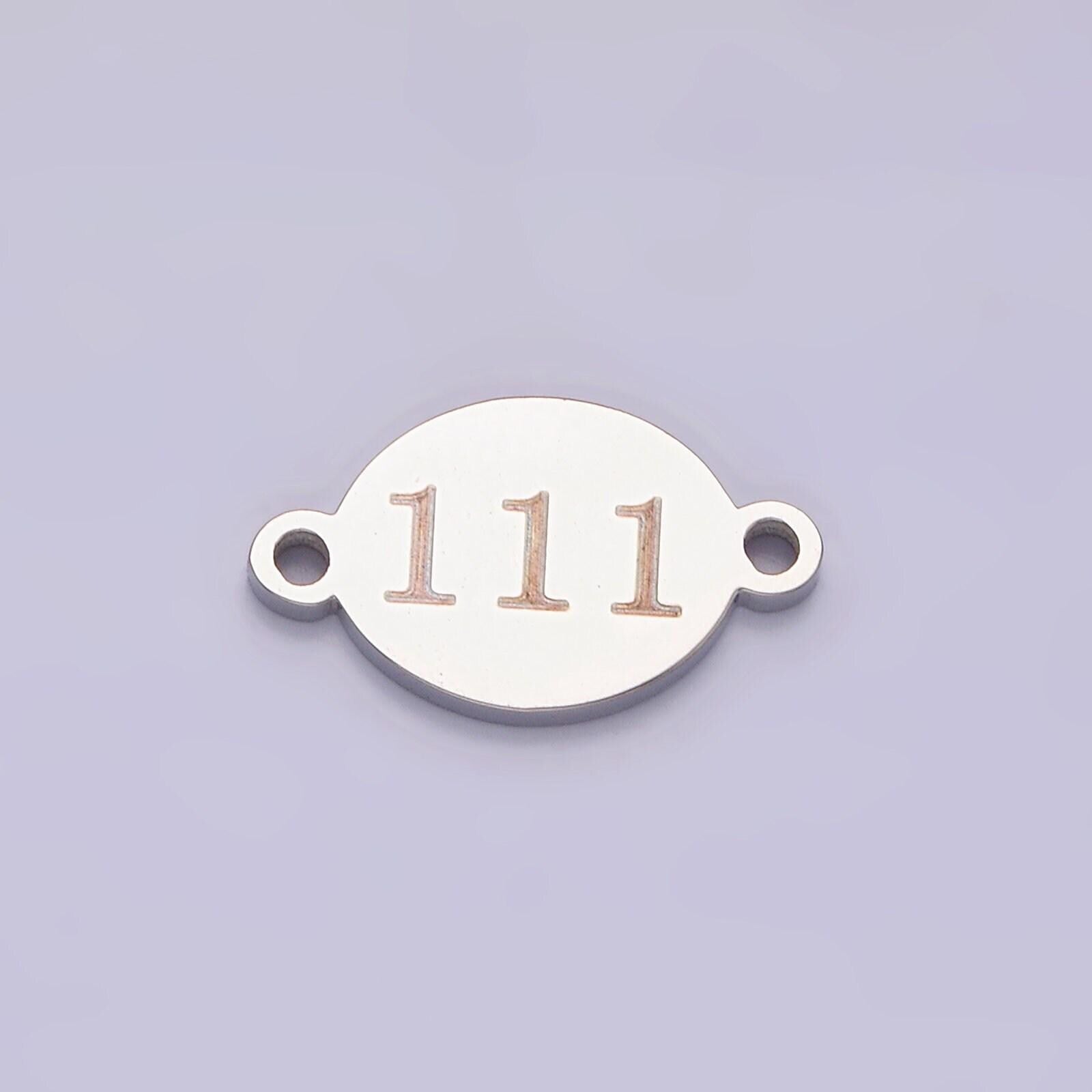 Stainless steel angel number numerology engraved oval connector tarnish free charm connector for bracelet necklace supply | g-672