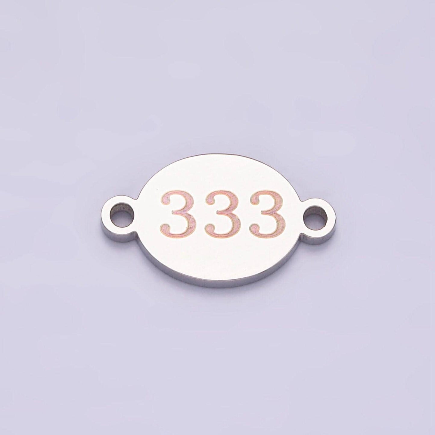 Stainless steel angel number numerology engraved oval connector tarnish free charm connector for bracelet necklace supply | g-672