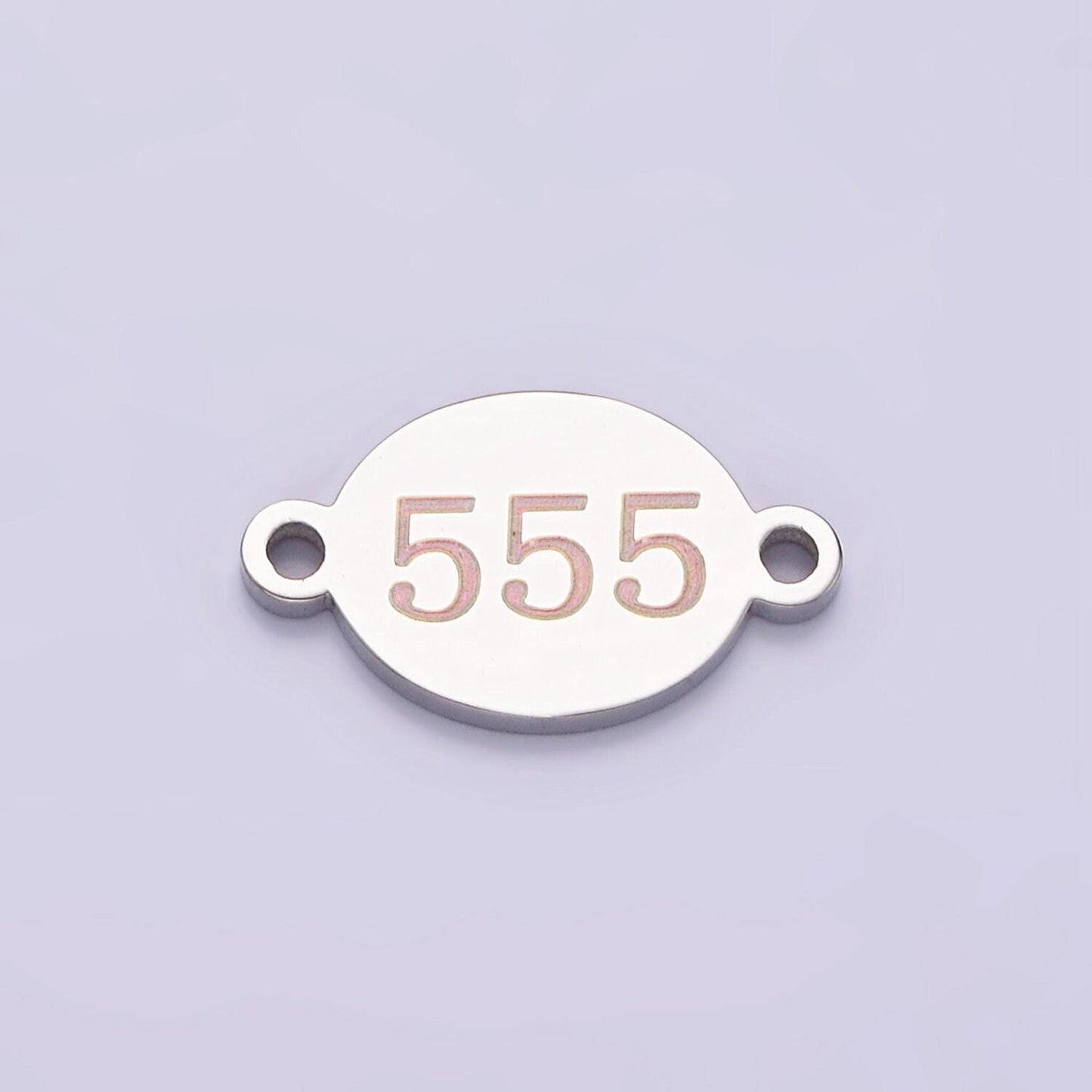 Stainless steel angel number numerology engraved oval connector tarnish free charm connector for bracelet necklace supply | g-672