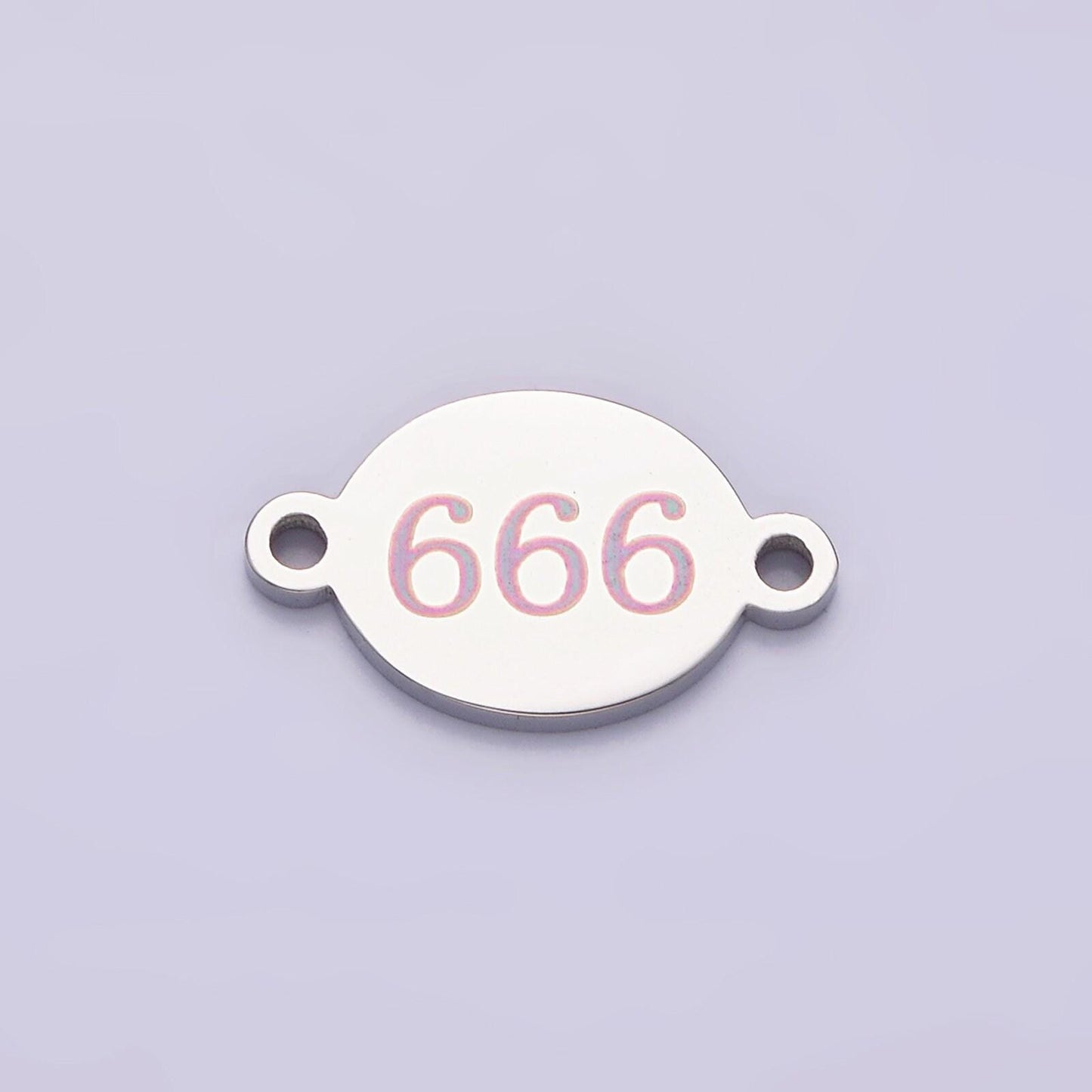 Stainless steel angel number numerology engraved oval connector tarnish free charm connector for bracelet necklace supply | g-672