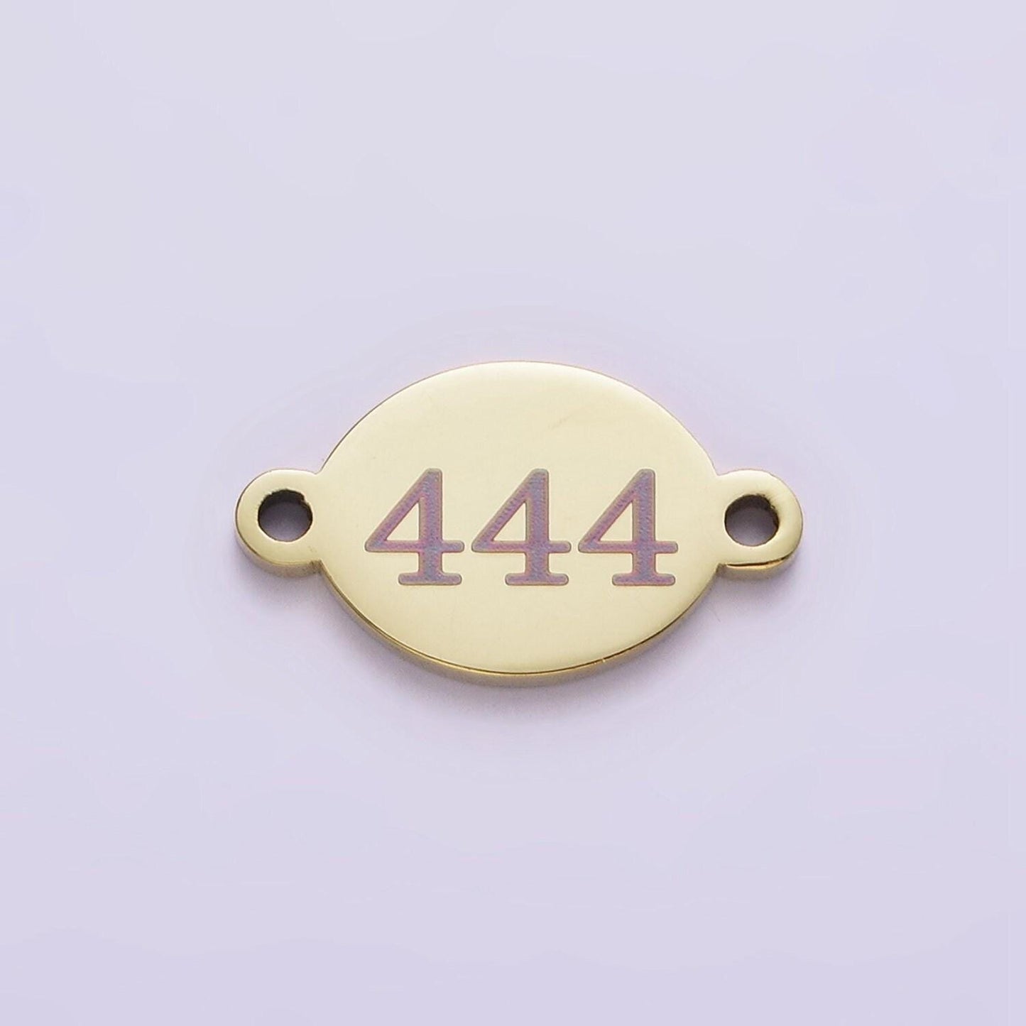 Stainless steel gold angel number numerology engraved oval connector tarnish free charm connector for bracelet necklace supply | g-672