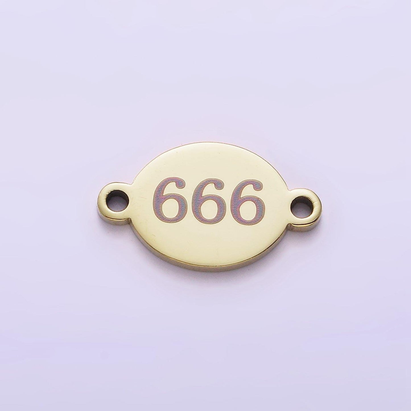 Stainless steel gold angel number numerology engraved oval connector tarnish free charm connector for bracelet necklace supply | g-672