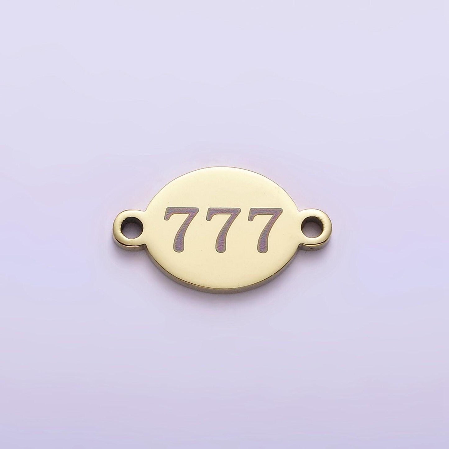 Stainless steel gold angel number numerology engraved oval connector tarnish free charm connector for bracelet necklace supply | g-672