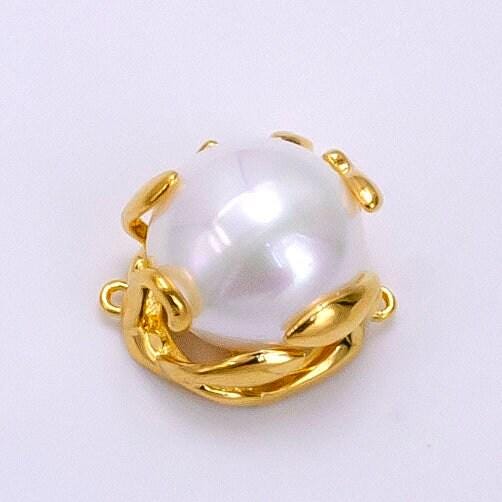 24k gold filled shell pearl molten drip connector | g-627
