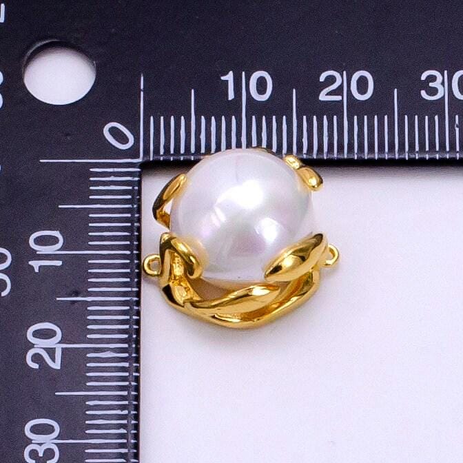 24k gold filled shell pearl molten drip connector | g-627