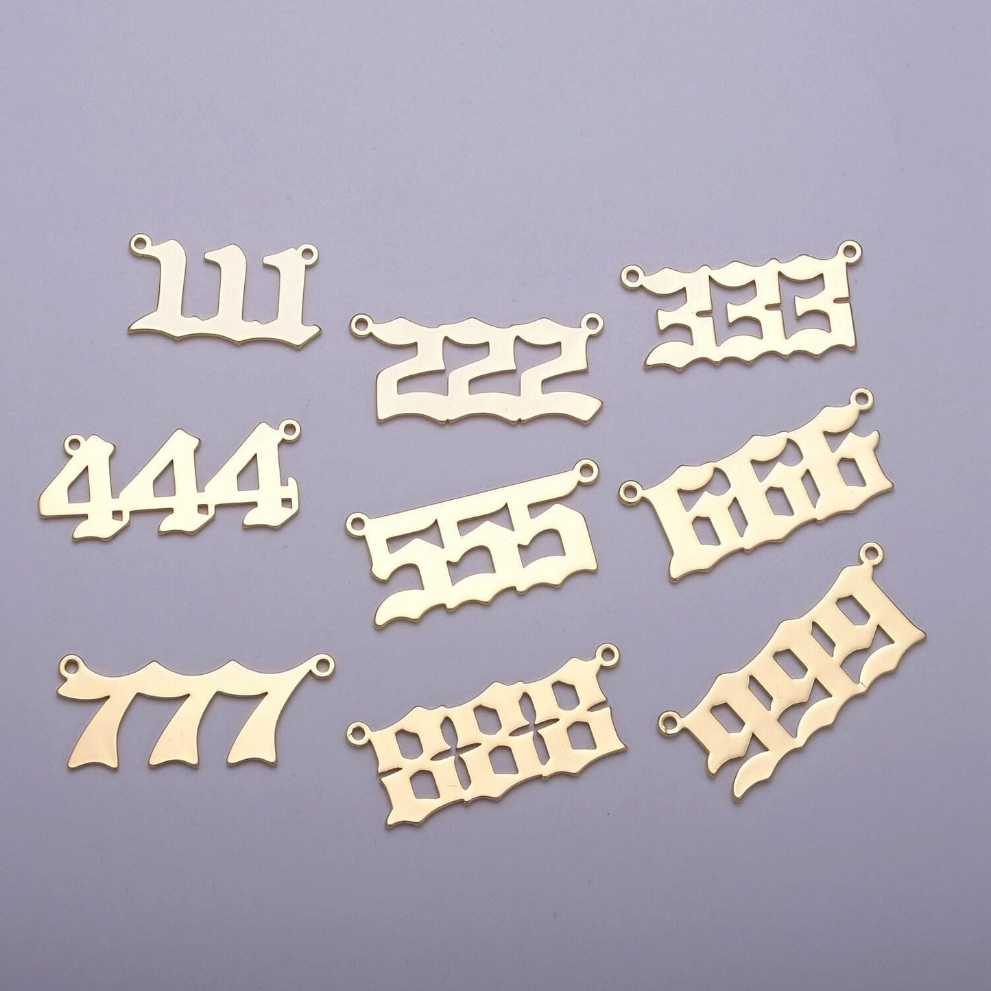 14k gold plated angel number charm connector lucky number for necklace bracelet component | g622-626