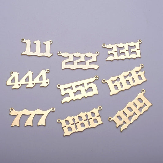 14k gold plated angel number charm connector lucky number for necklace bracelet component | g622-626