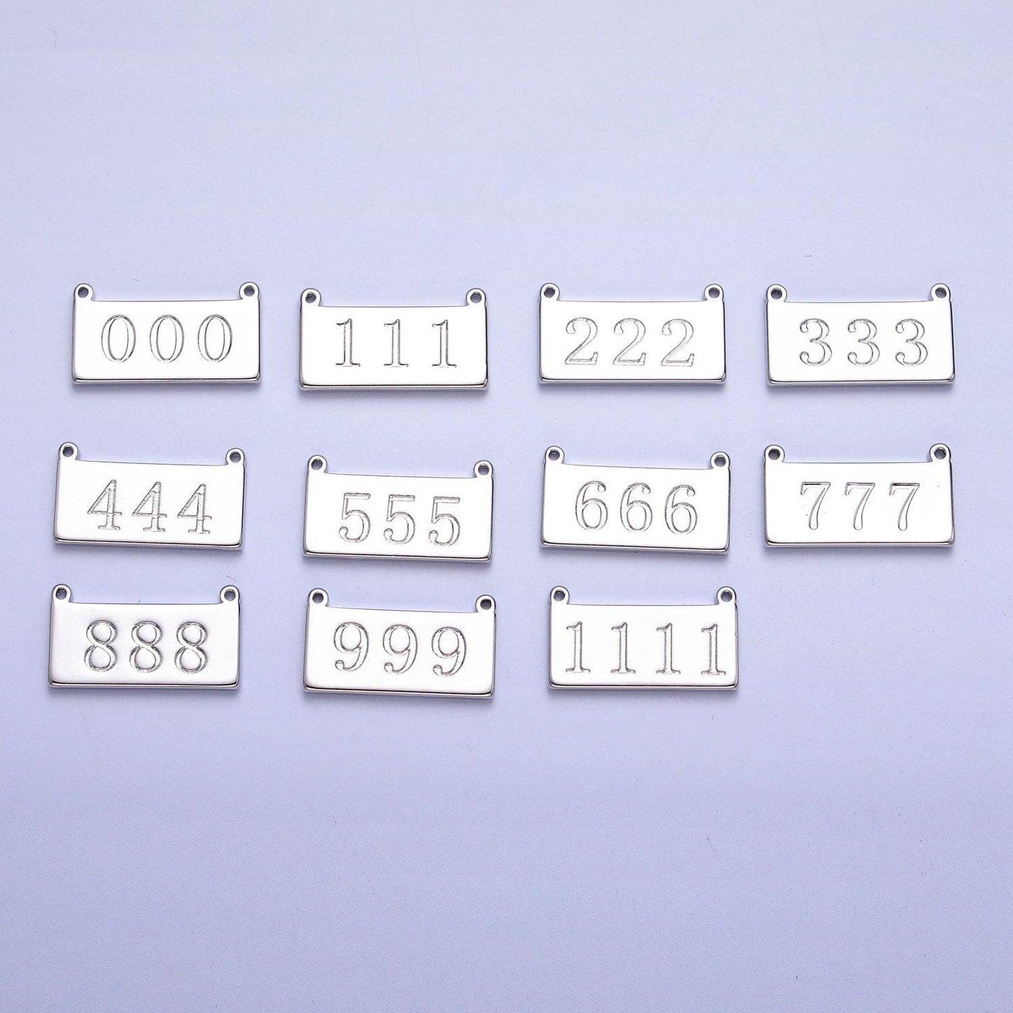 Silver angel number charm connector for bracelet necklace, lucky number spiritual number link connector | g616-621